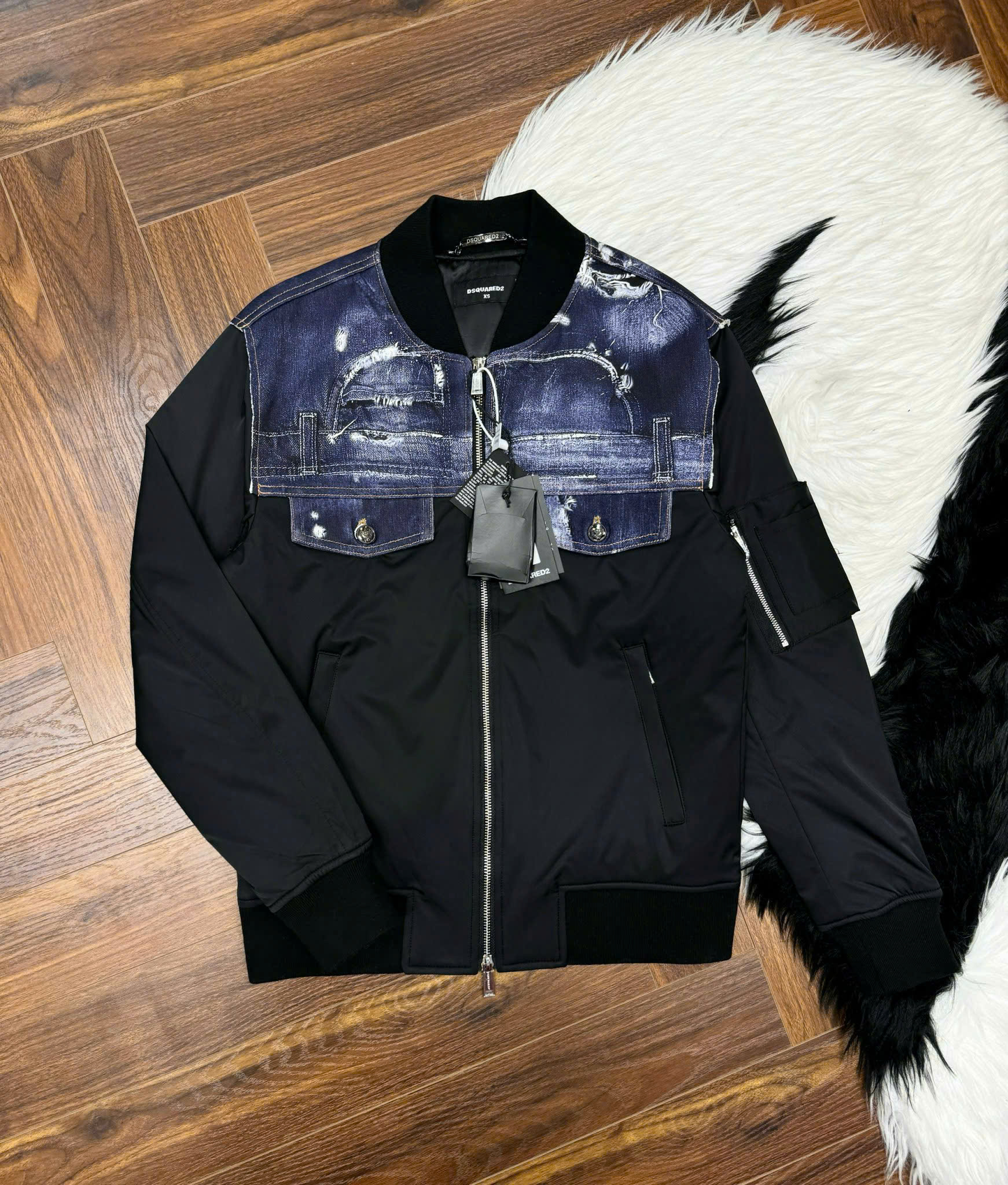 Áo khoác bomber gió Dsquared2 DSQ wash vải bò vai ngực Like Auth XS-L CD