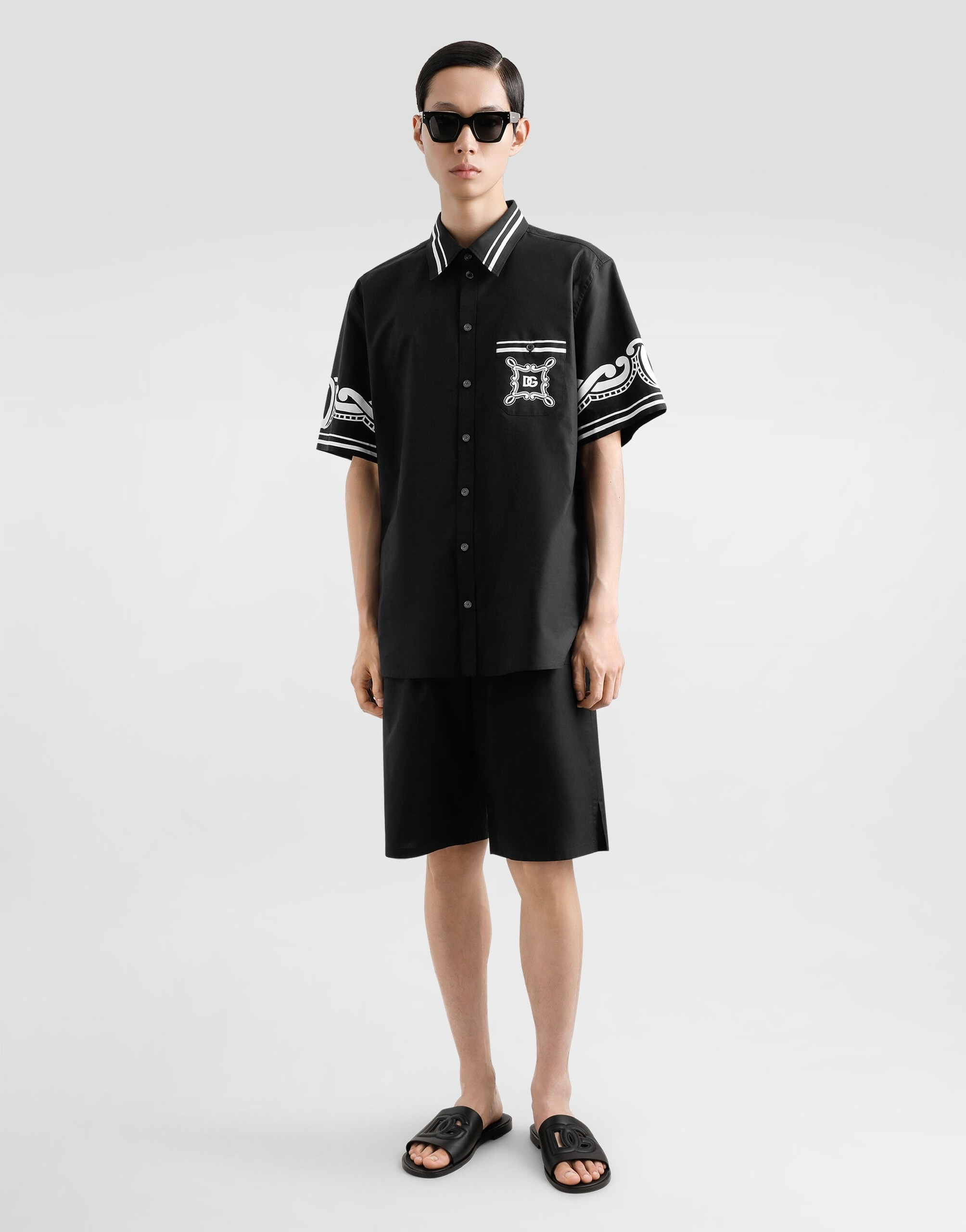 Set bộ hè Dolce Gabbana DG 860 Đen viền xoắn Trắng 1-1 on web 44-50 VTN