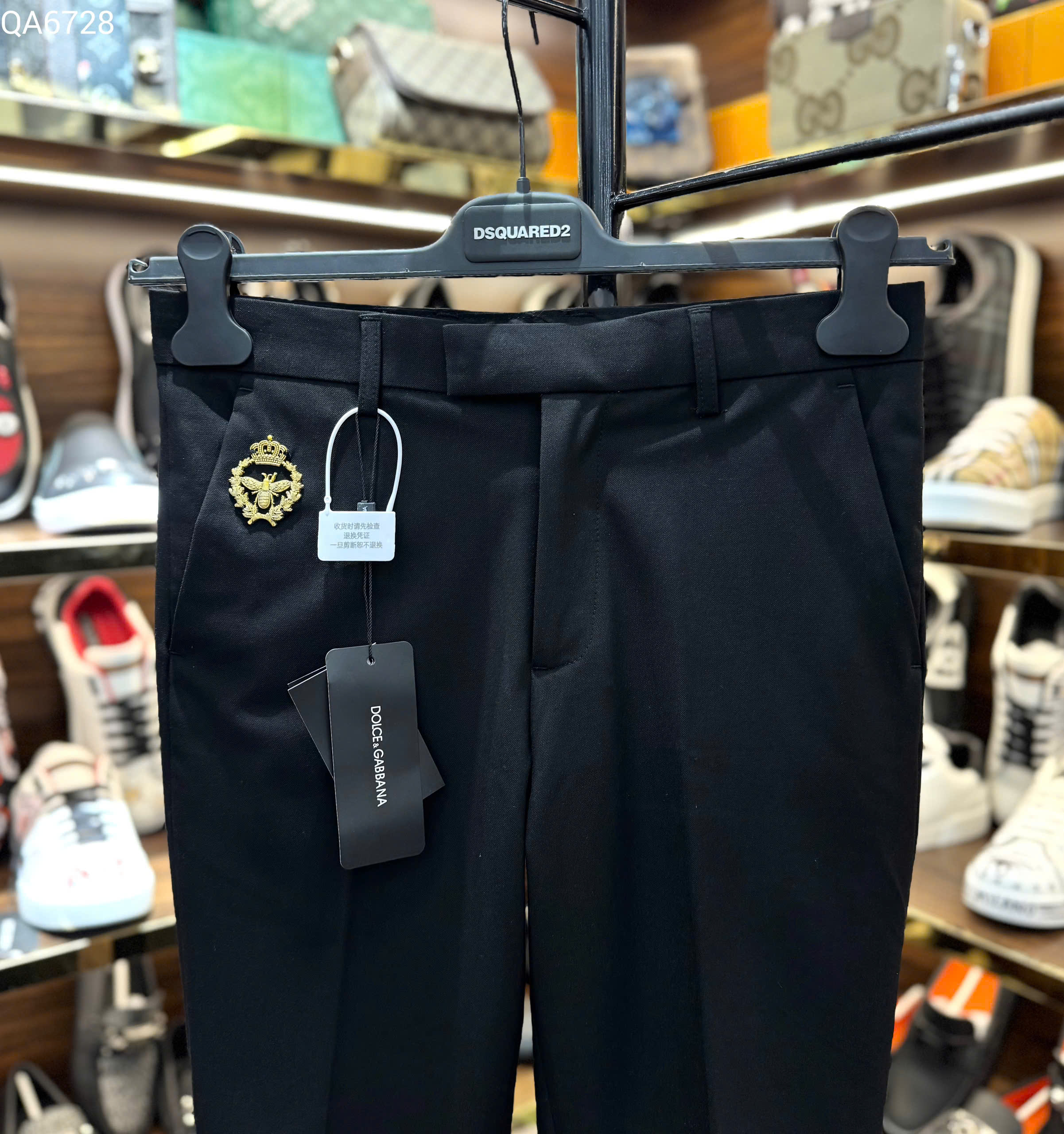 Quần tây âu Dolce Gabbana DG thêu Ong vương miện đùi tag da Like Auth 28-36 MK