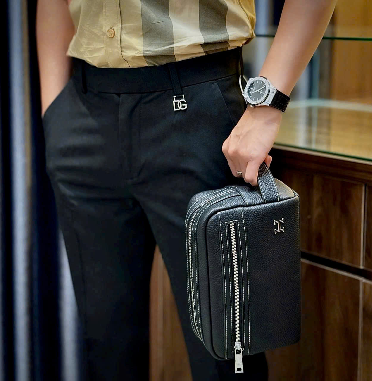 Quần tây âu Dolce Gabbana logo tag bạc DG Like Auth 28-36 MK