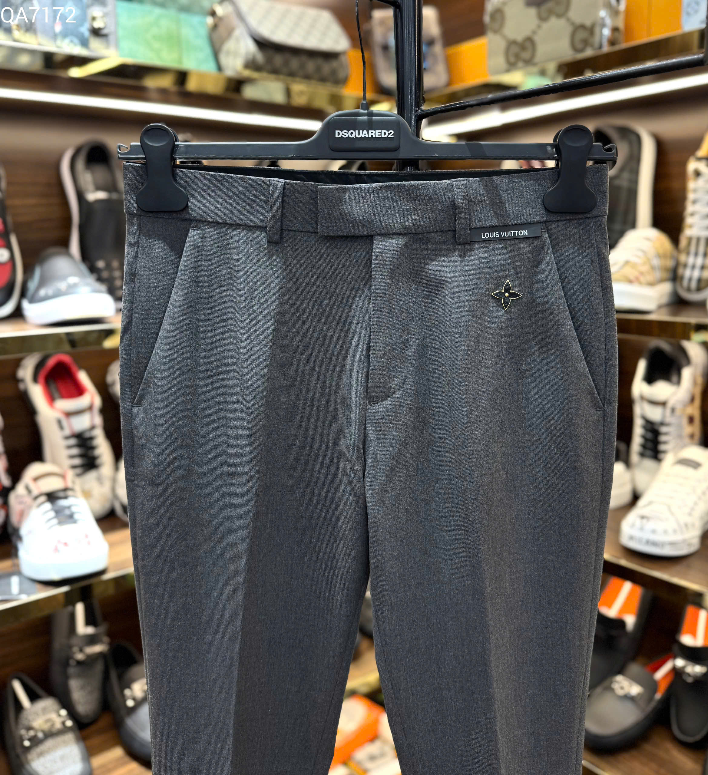 Quần tây âu Louis Vuitton LV Xám logo tag hoa đùi Like Auth 28-43 MK