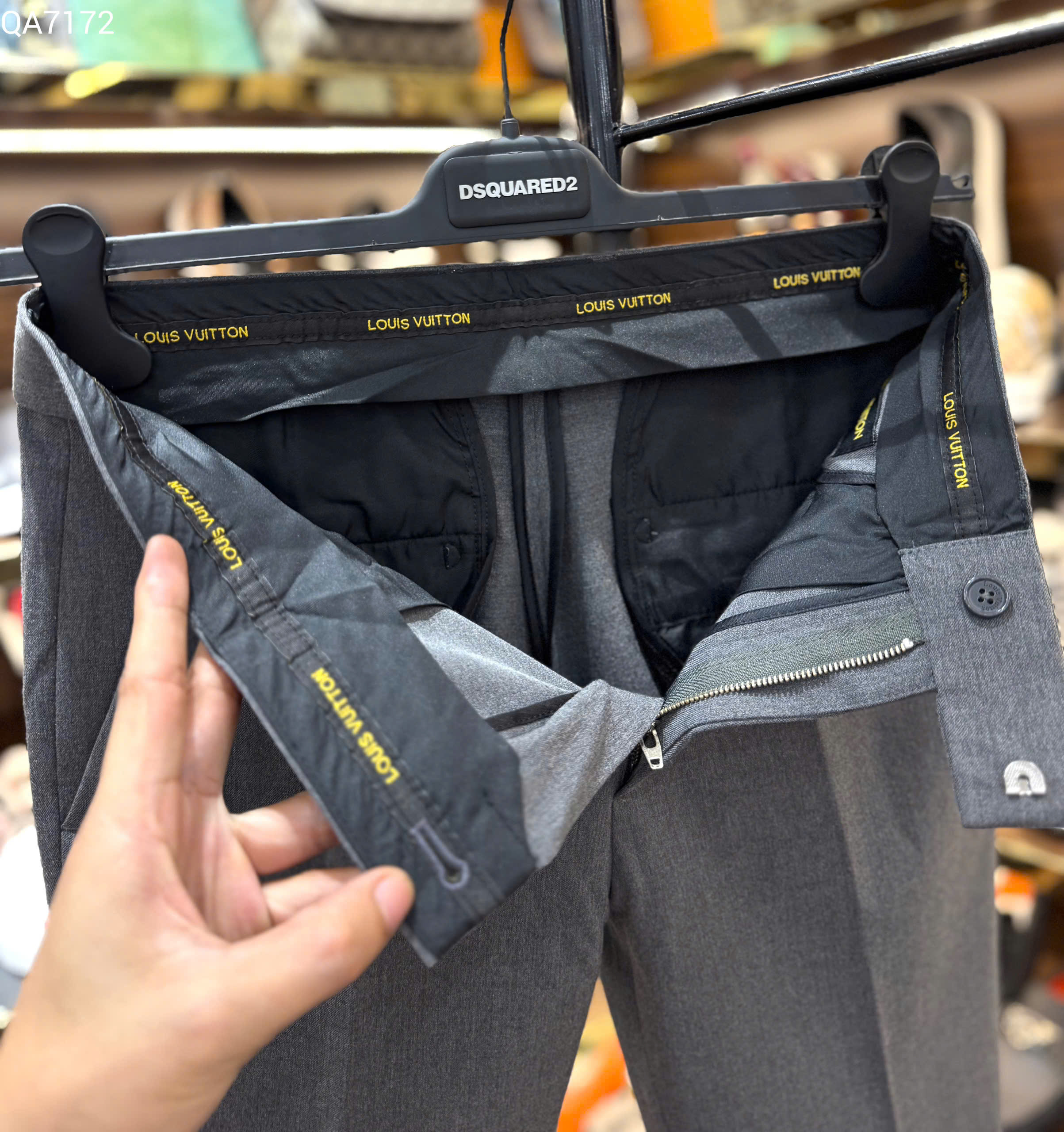 Quần tây âu Louis Vuitton LV Xám logo tag hoa đùi Like Auth 28-43 MK