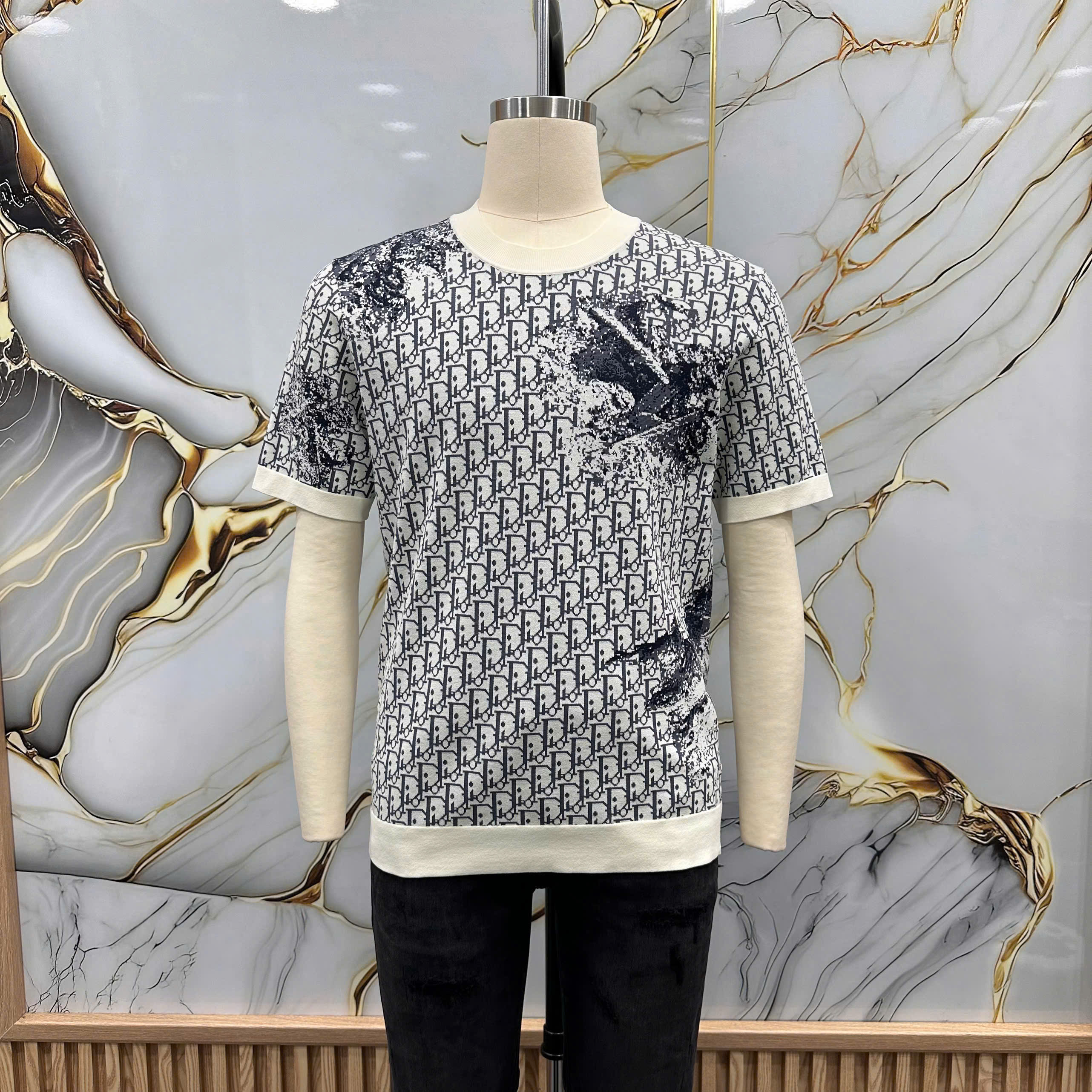 Áo phông T shirt Dior CD họa tiết obique loang full Like Auth 48-52 MK