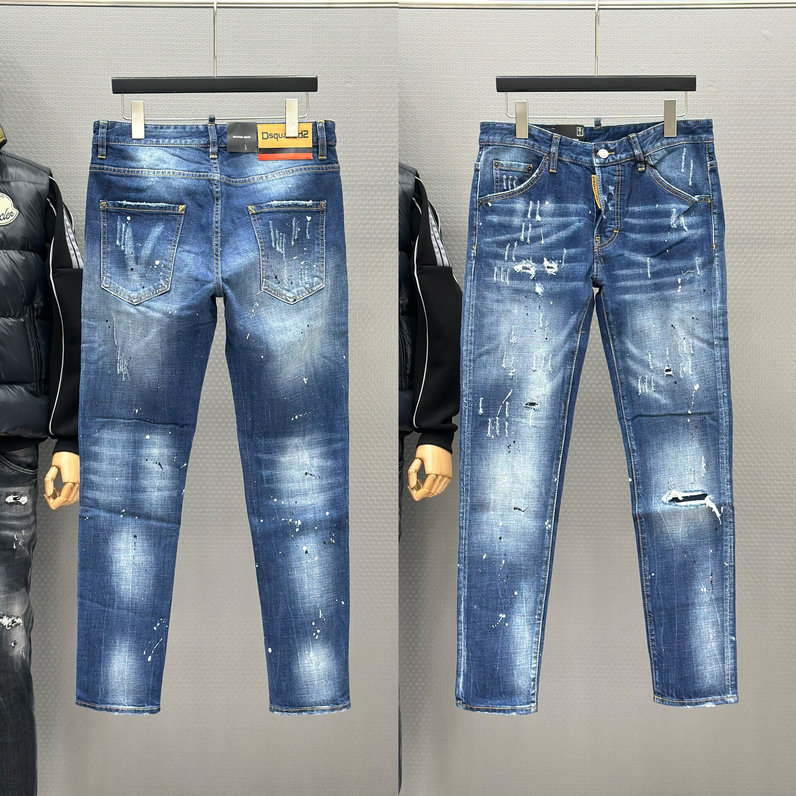 Quần Jean Dsquared2 DSQ 978 Xanh rách xước vẩy sơn tag Nâu Đen Đỏ Like Auth 44-52 VTN