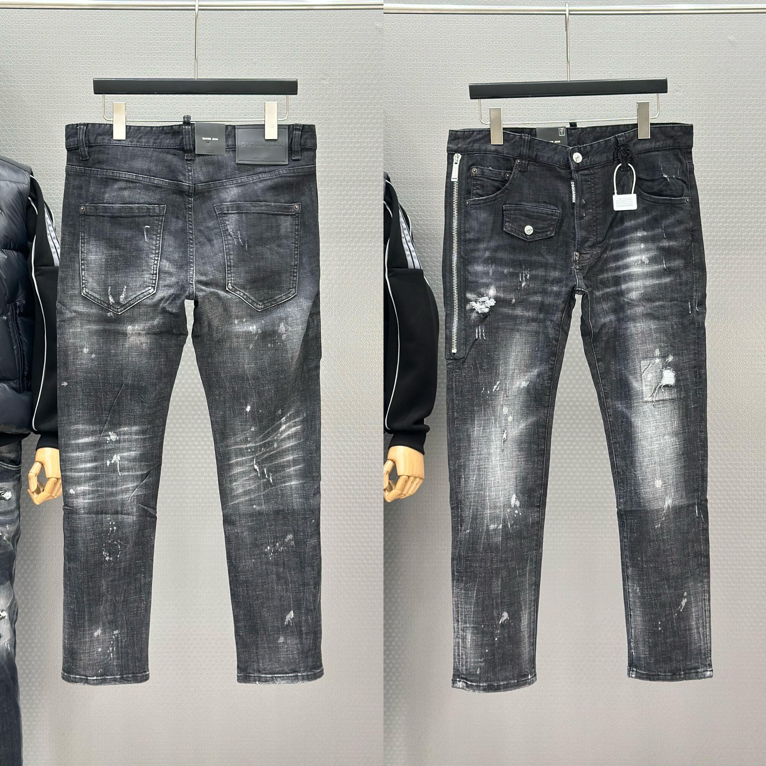 Quần Jean Dsquared2 DSQ 2083-1 Đen Xám túi đùi phối khóa ZIP sườn Like Auth 42-54 VTN