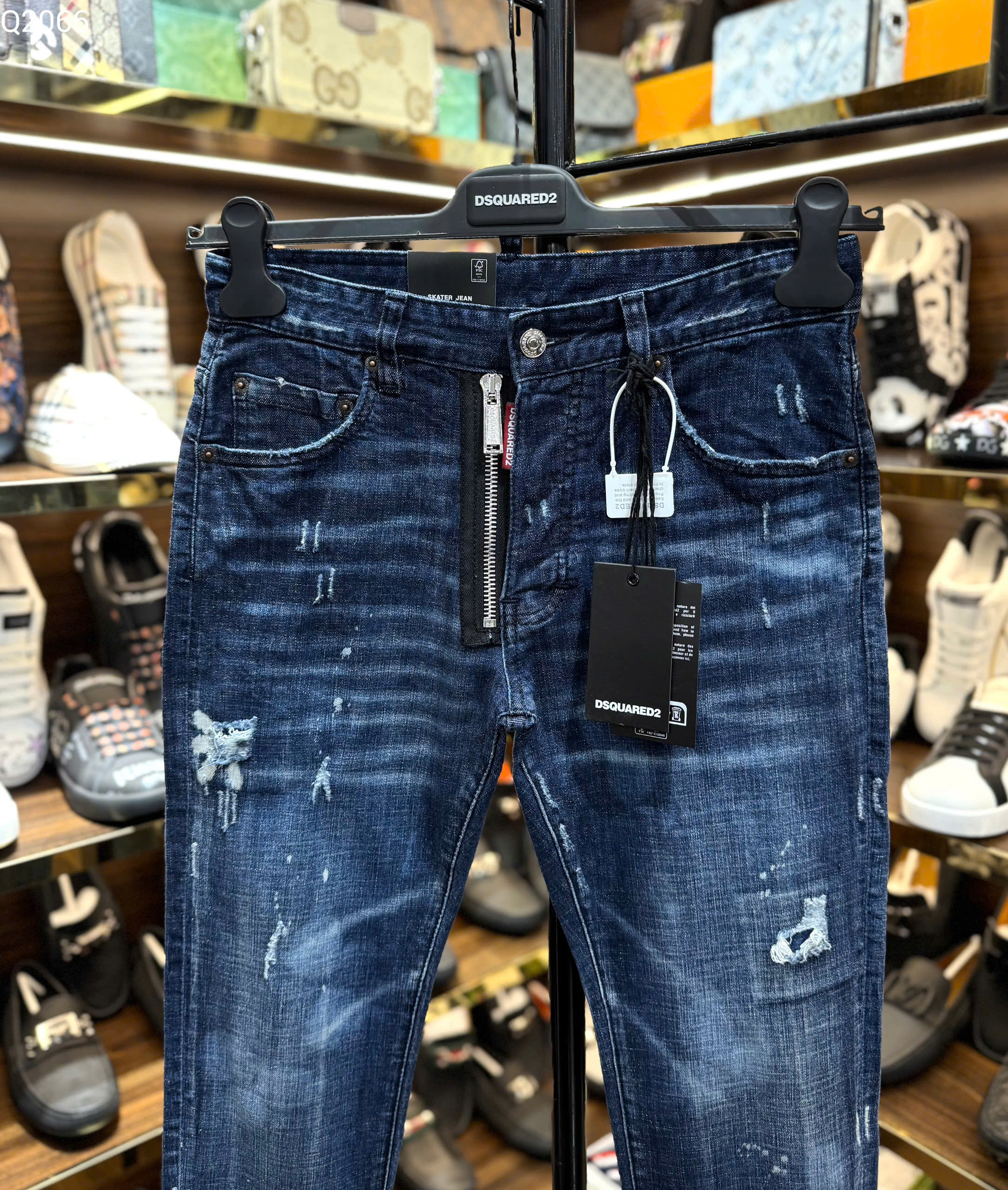 Quần Jean Dsquared2 DSQ Xanh rách mài khóa lệch Like Auth 42-54 MK