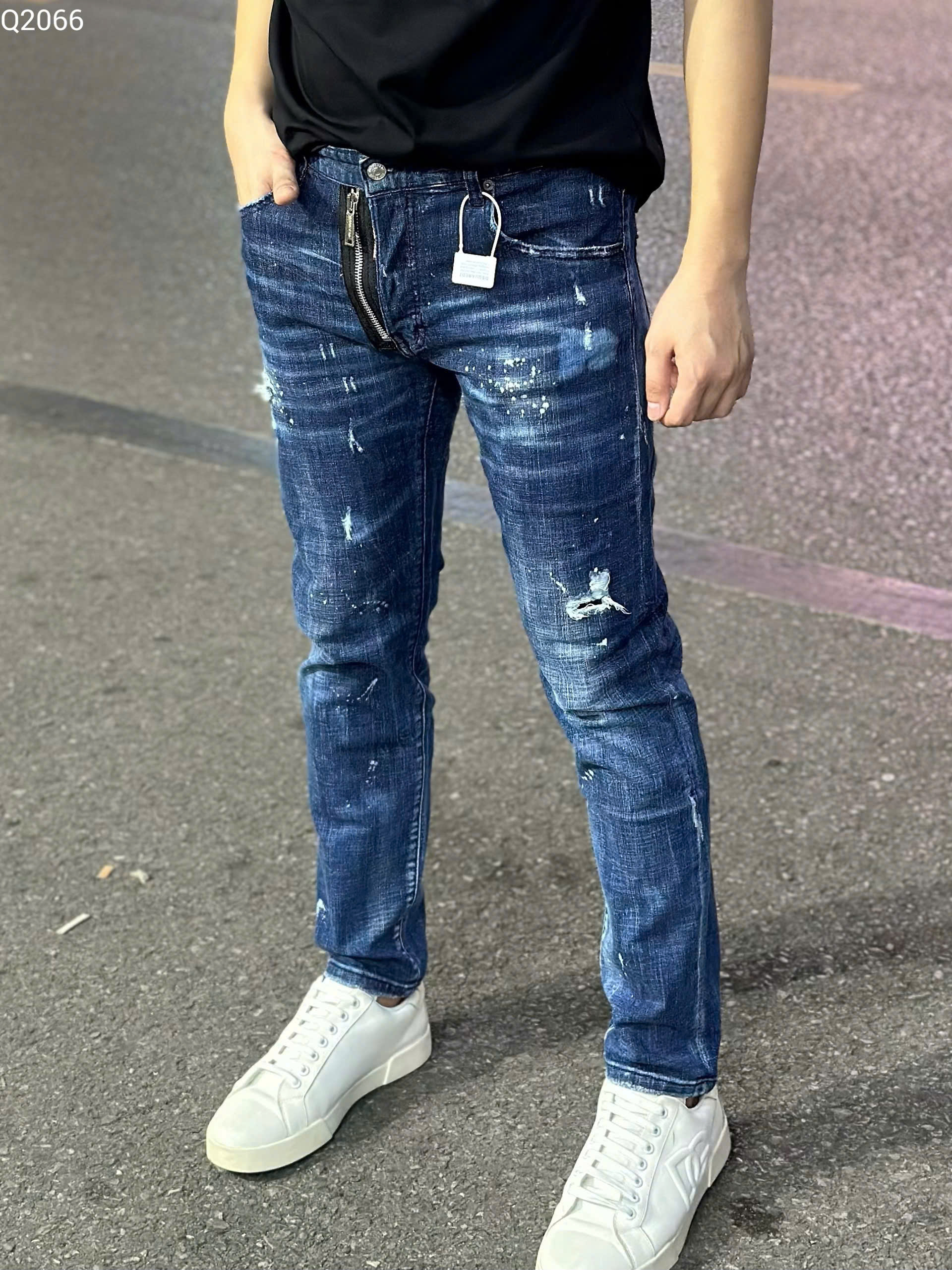 Quần Jean Dsquared2 DSQ Xanh rách mài khóa lệch Like Auth 42-54 MK