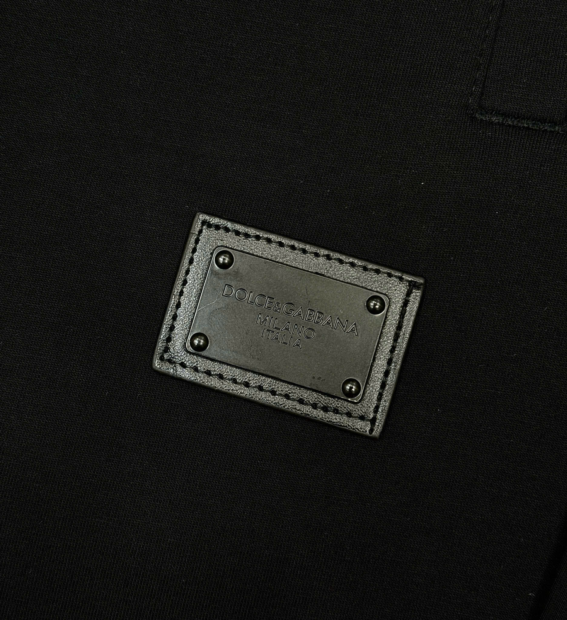 Quần jogger nỉ Dolce Gabbana DG Đen trơn logo tag vuông đùi check cạp sau Like Auth 44-50 CD