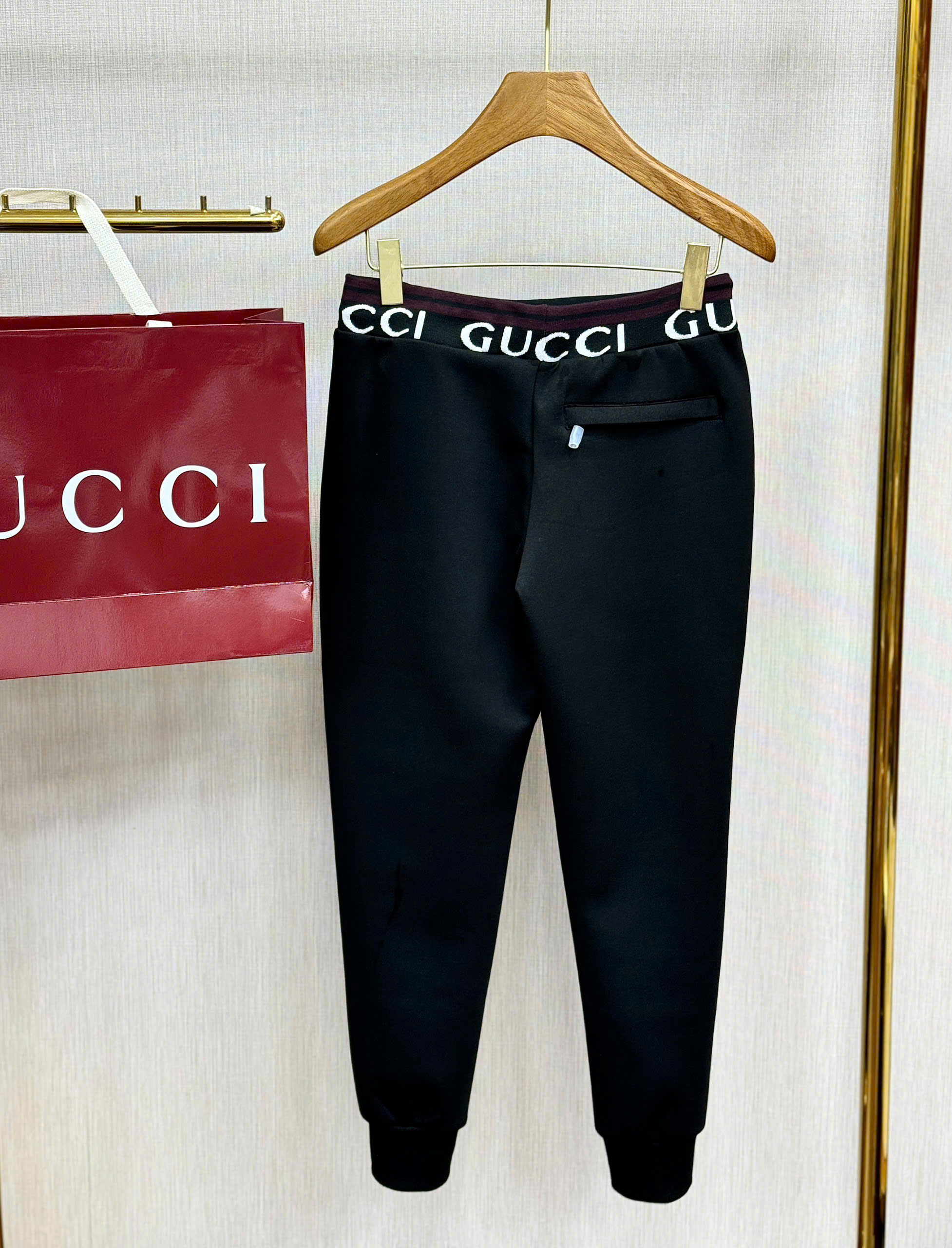 Quần Jogger nỉ Gucci GC logo check cạp Like Auth 44-50 CD