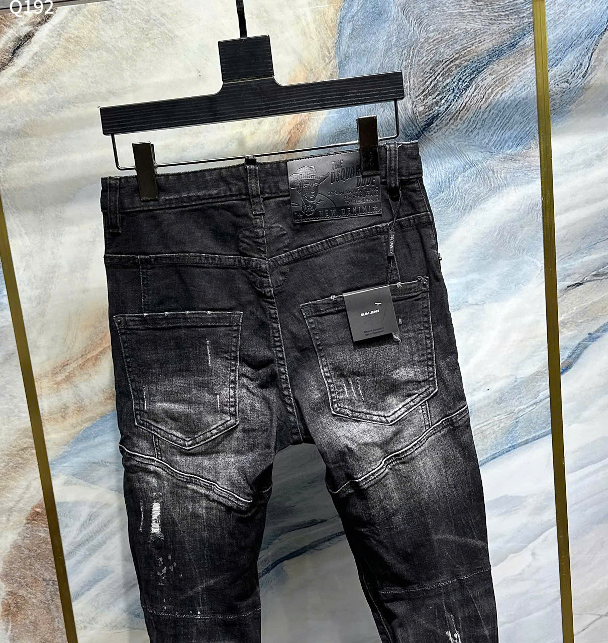 Quần Jean bò Dsquared2 DSQ Đen Xám rách mài ống côn khóa lệch Like Auth 42-52 LK