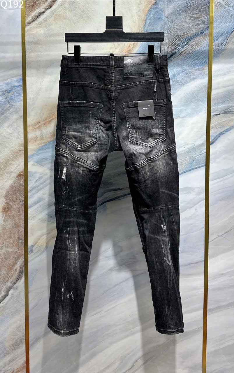 Quần Jean bò Dsquared2 DSQ Đen Xám rách mài ống côn khóa lệch Like Auth 42-52 LK