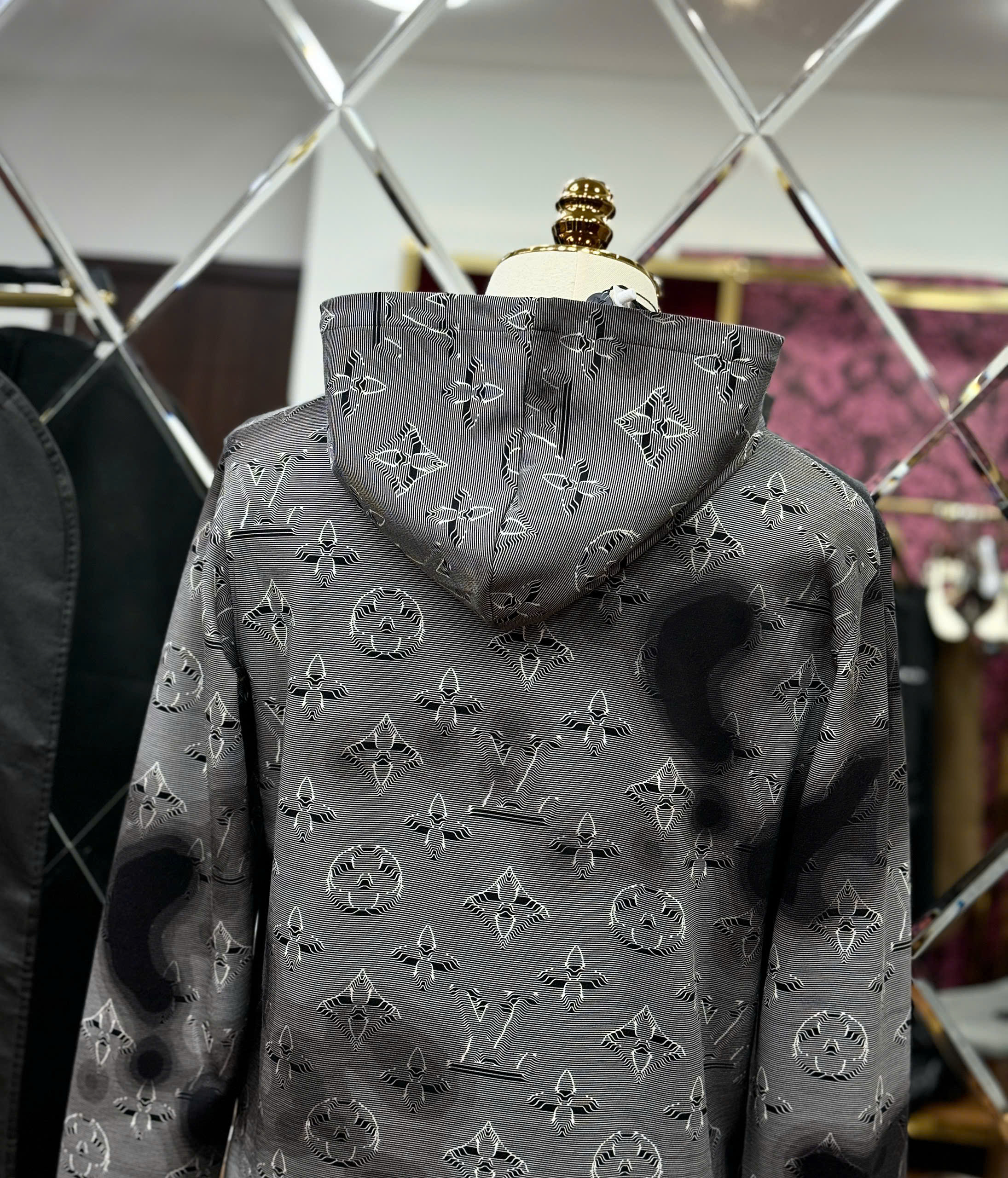 Áo hoodie Louis Vuitton LV xám monogram full túi bụng Like Auth 44-50 CD