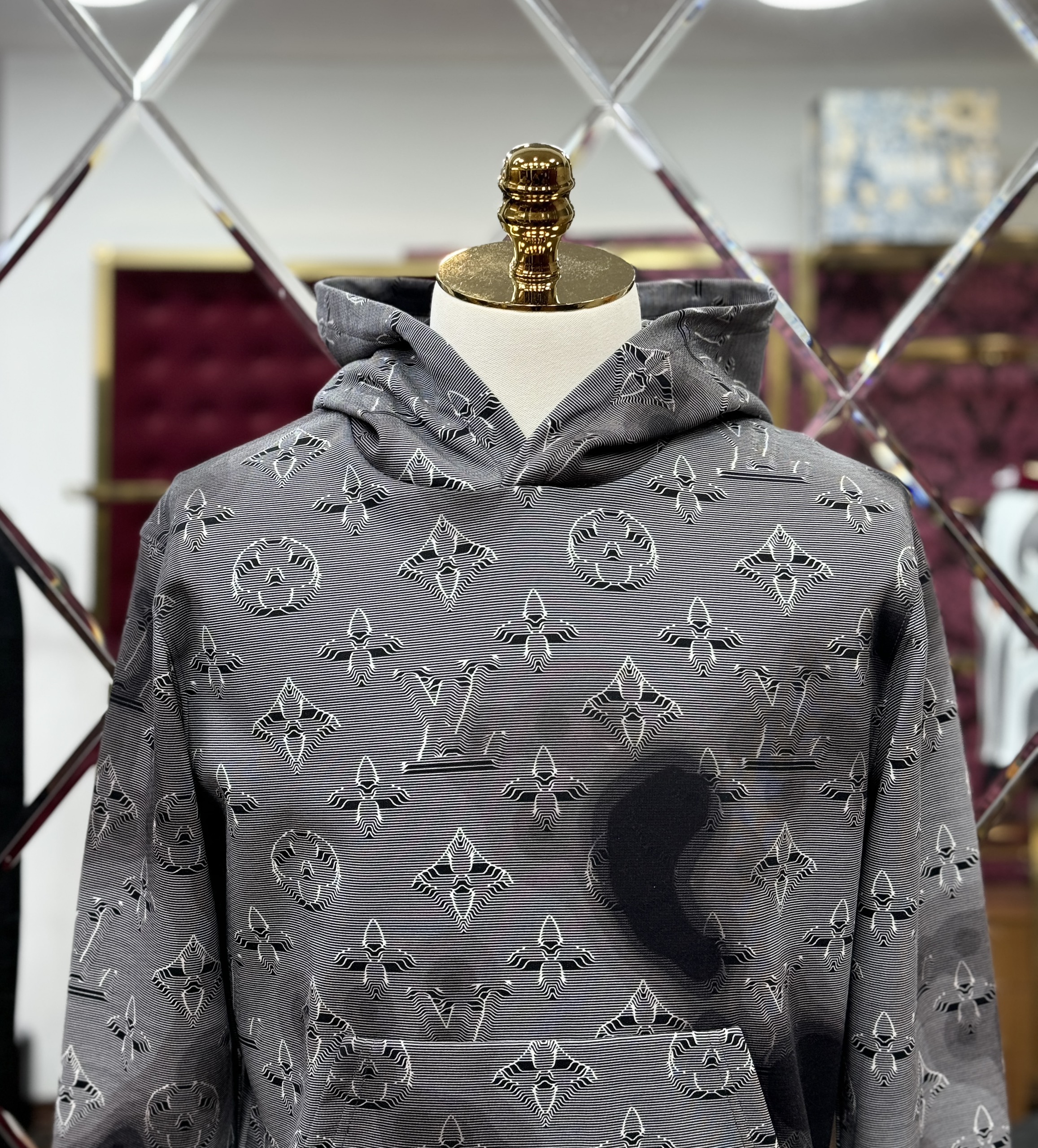 Áo hoodie Louis Vuitton LV xám monogram full túi bụng Like Auth 44-50 CD