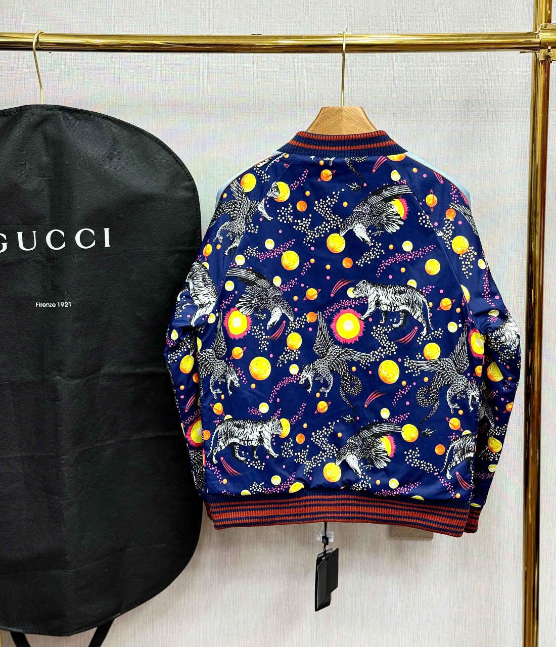 Áo khoác bomber Gucci GC họa tiết Animal vũ trụ Like AUth 44-50 LK