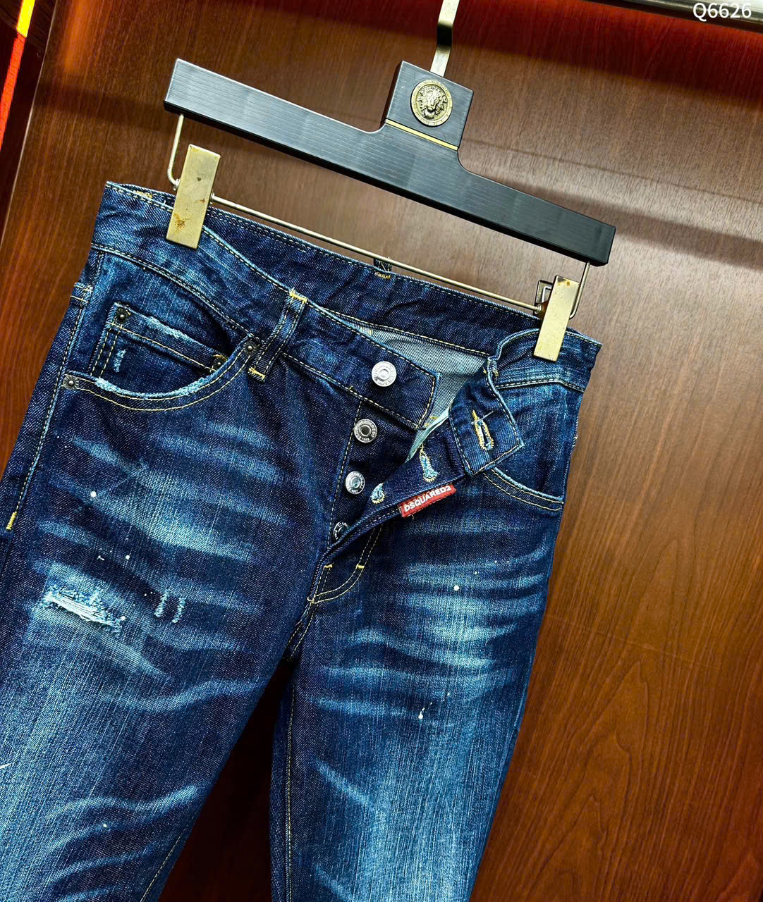 Quần Jean Dsquared2 DSQ2 Xanh bạc rách mài vẩy sơn 4 khuy Like Auth on web LK