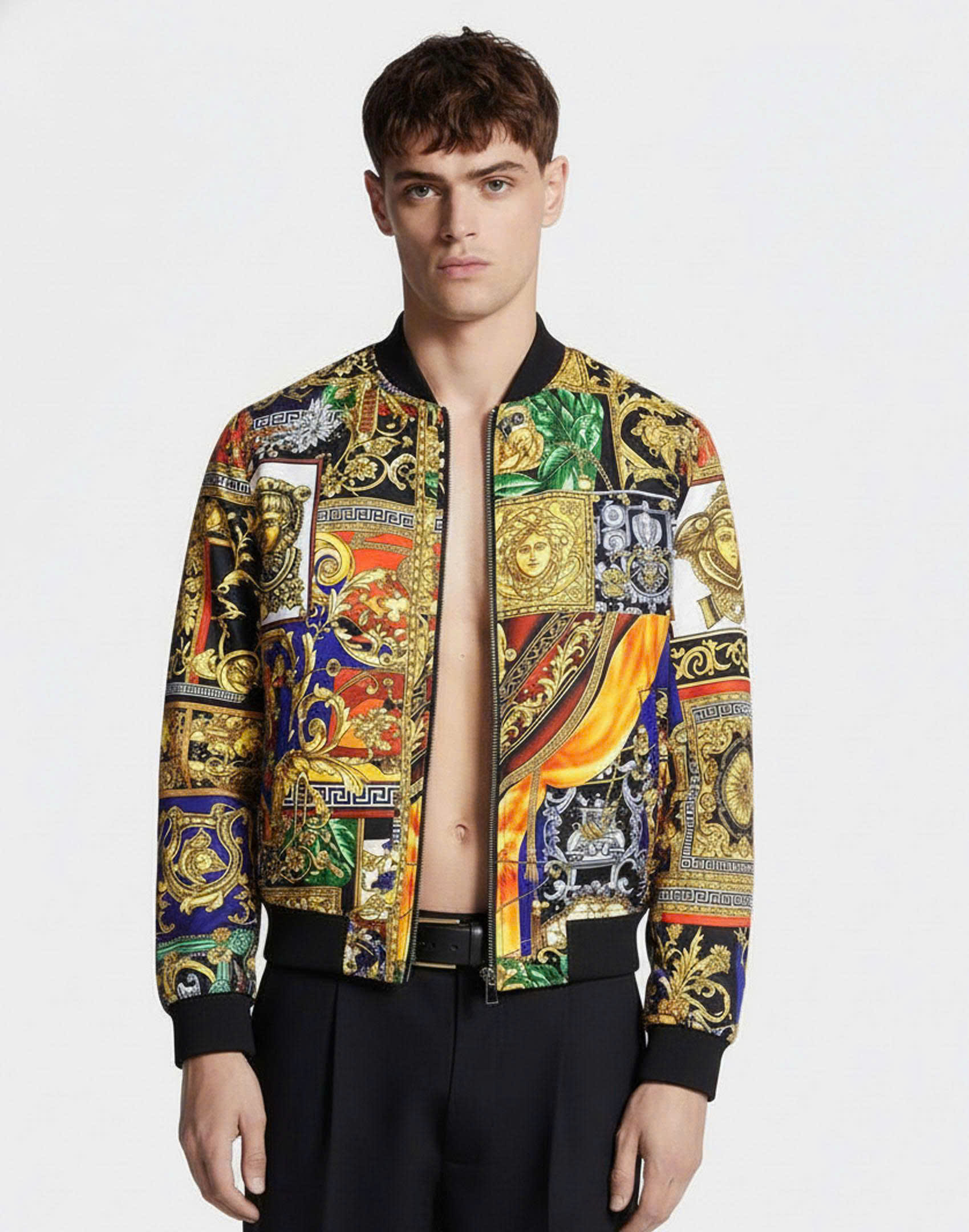 Áo khoác bomber Versace VS Vàng họa tiết quý tộc Like AUth 44-50 CD