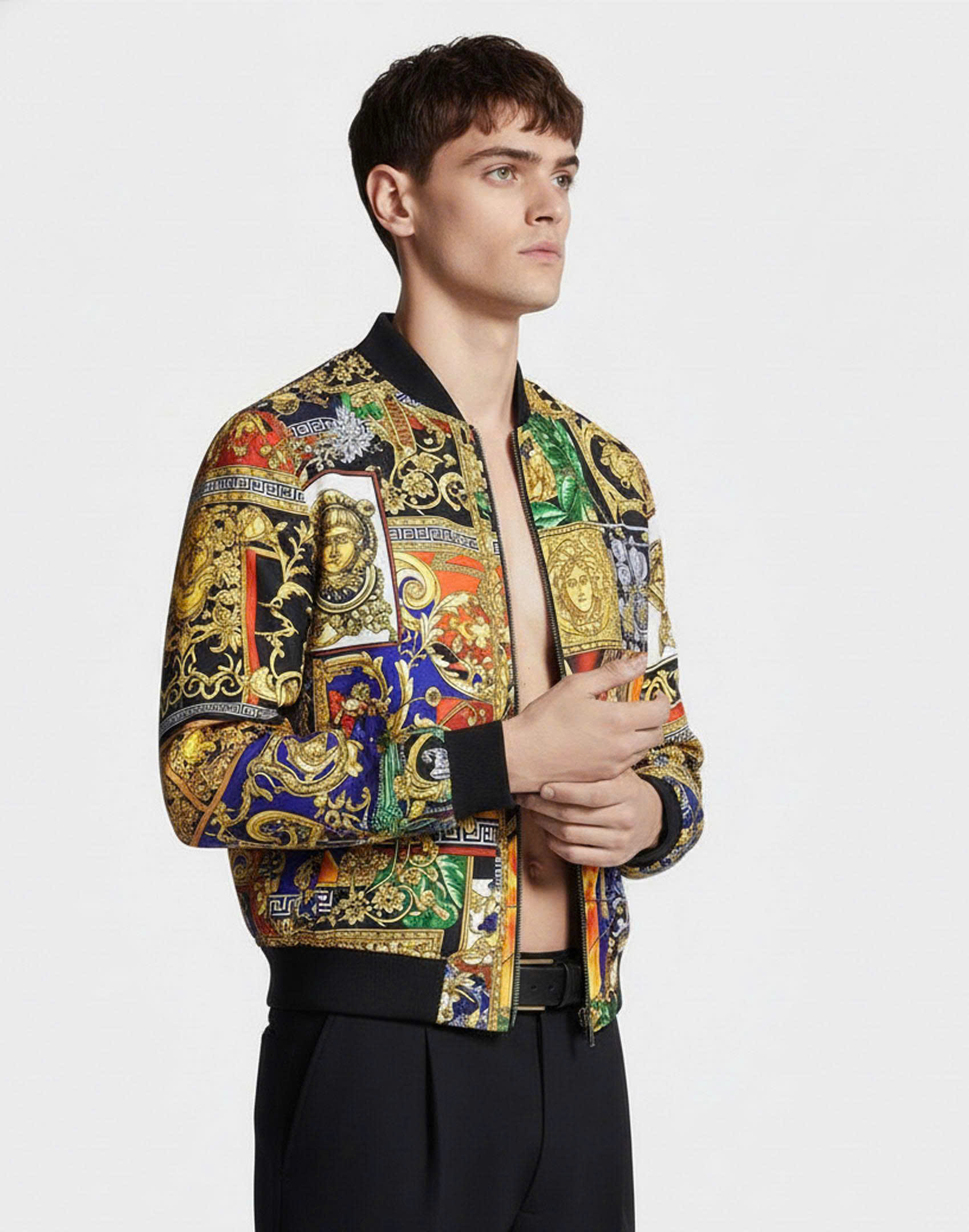 Áo khoác bomber Versace VS Vàng họa tiết quý tộc Like AUth 44-50 CD