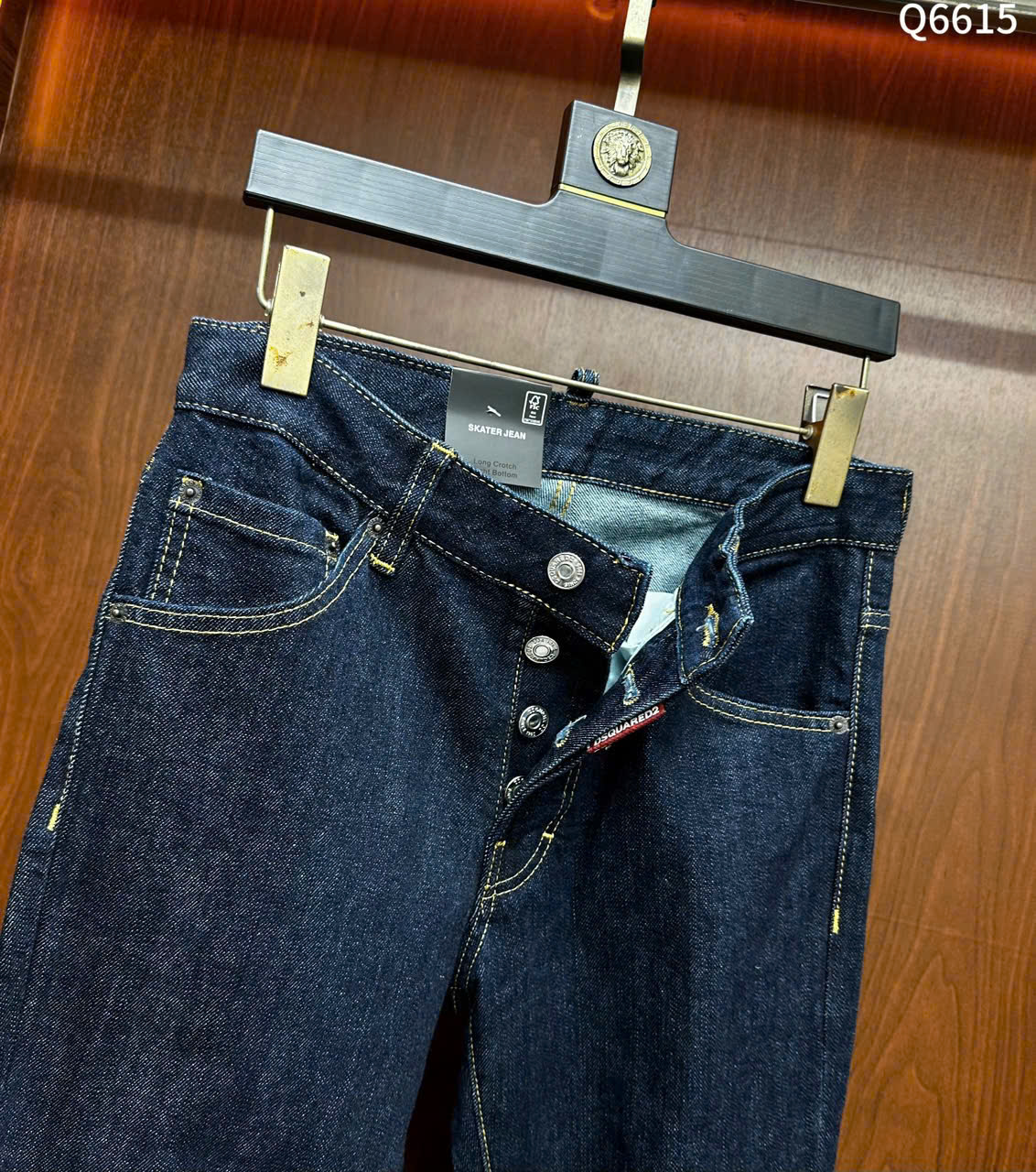 Quần Jean Dsquared2 DSQ2 Xanh trơn viền chỉ Vàng Like Auth on web LK