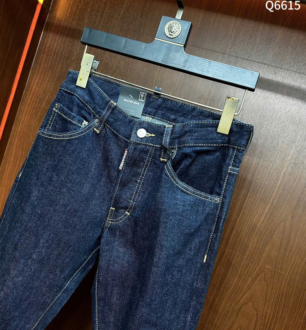 Quần Jean Dsquared2 DSQ2 Xanh trơn viền chỉ Vàng Like Auth on web LK