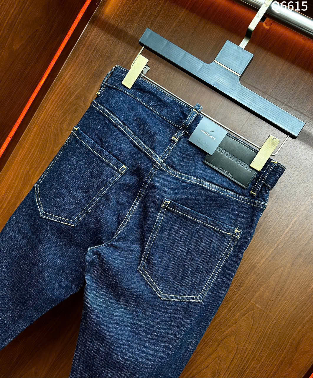 Quần Jean Dsquared2 DSQ2 Xanh trơn viền chỉ Vàng Like Auth on web LK