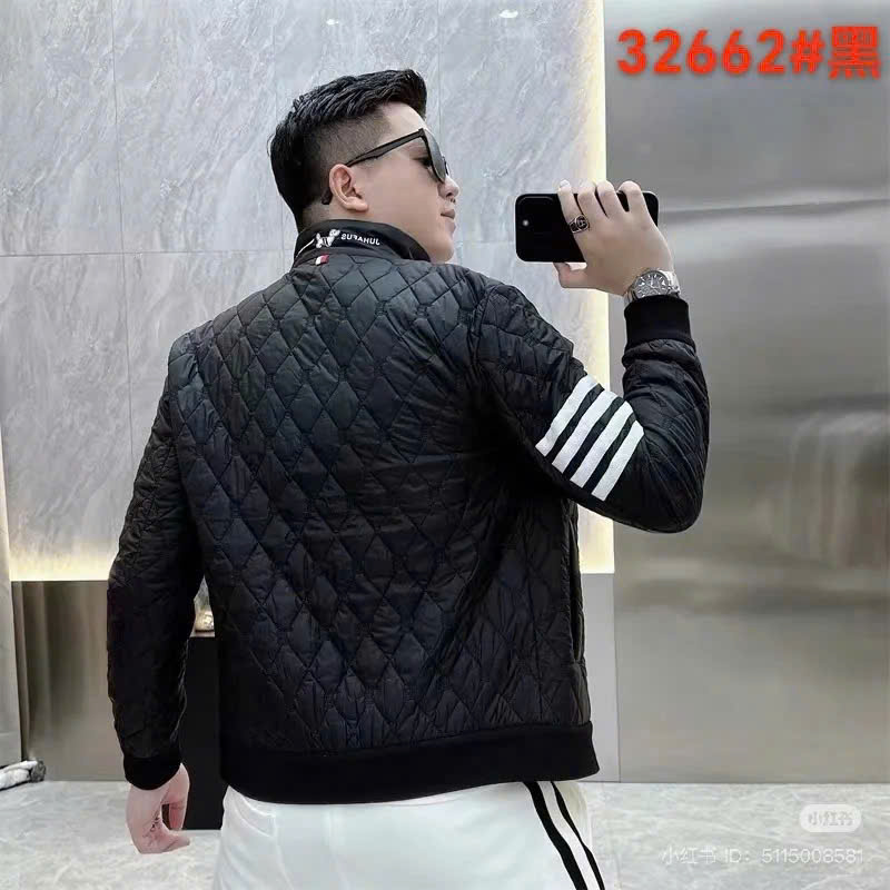 Áo khoác phao trám cao cổ Thombrow Đen kẻ sọc tay logo tag vuông ngực Like Auth 44-50 CD