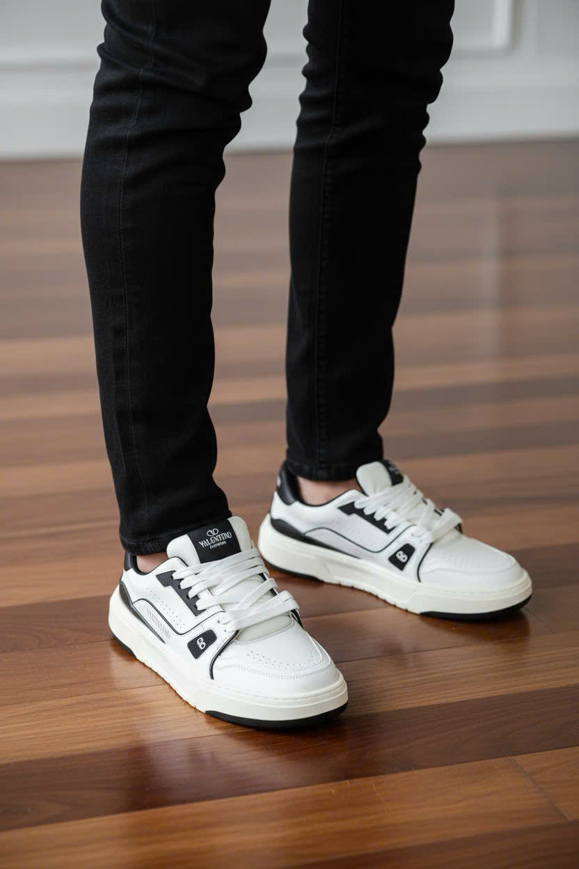 Giày sneaker thể thao Louis Vuitton LV Trắng phối họa tiết Đen 1-1 on web 39-43 VTN