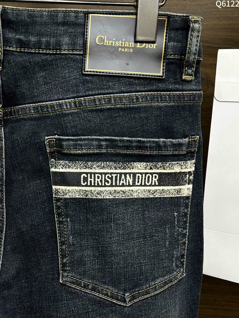 Quần Jean Dior CD Đen họa tiết gấu logo chữ kẻ ngang túi sau Like Auth on web LK