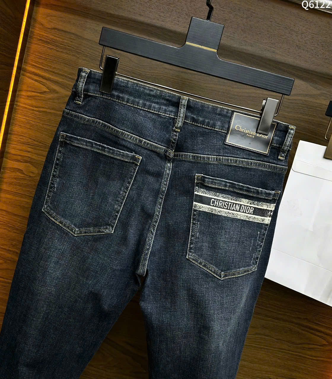 Quần Jean Dior CD Đen họa tiết gấu logo chữ kẻ ngang túi sau Like Auth on web LK