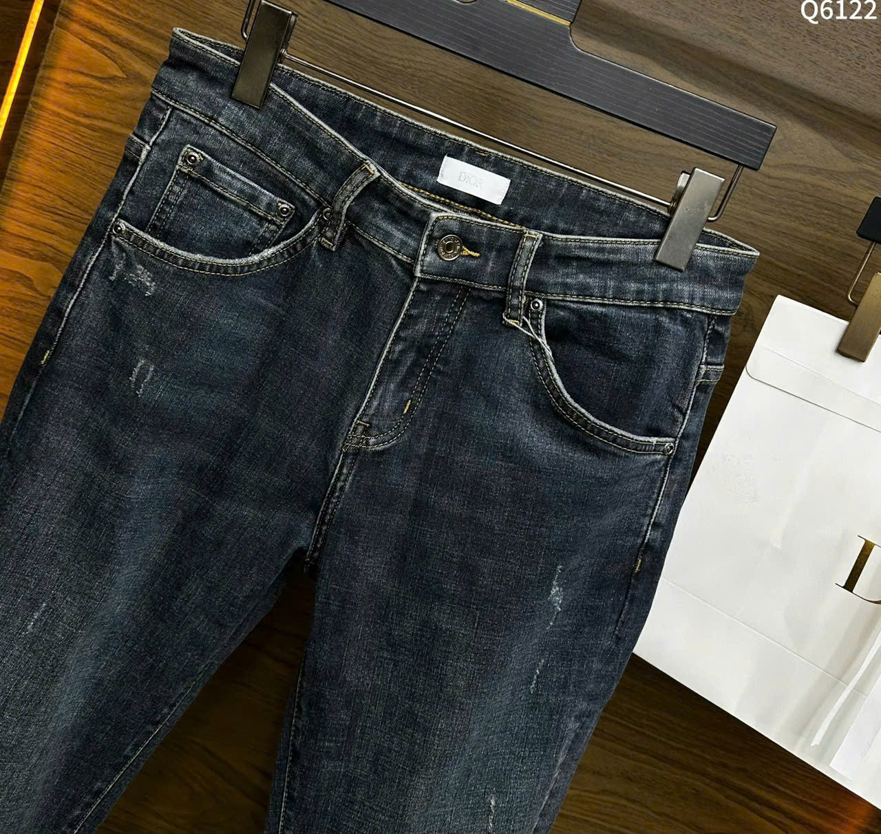 Quần Jean Dior CD Đen họa tiết gấu logo chữ kẻ ngang túi sau Like Auth on web LK