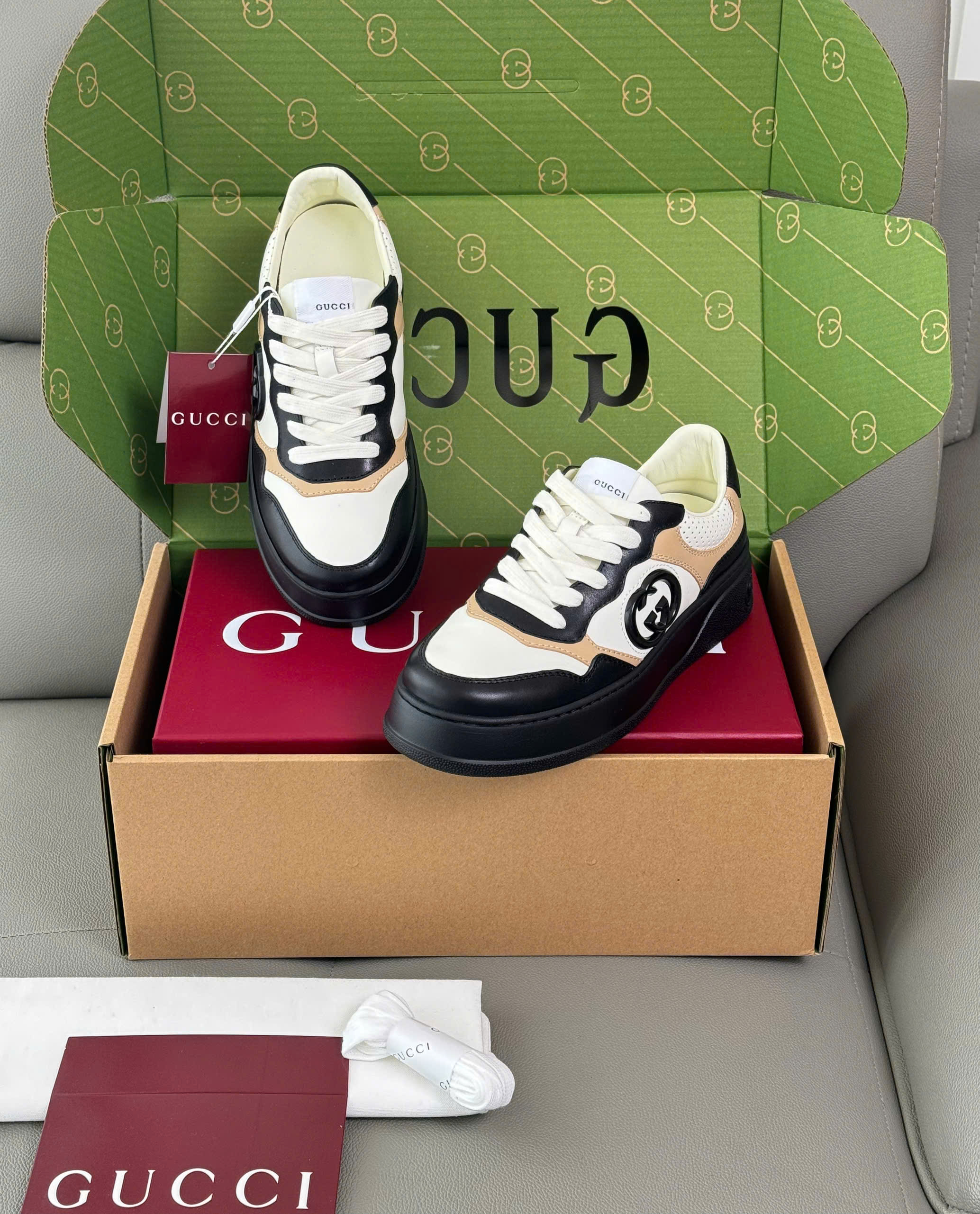 Giày sneaker Gucci GC bánh mỳ đế cao Like Auth 38-43 DDT