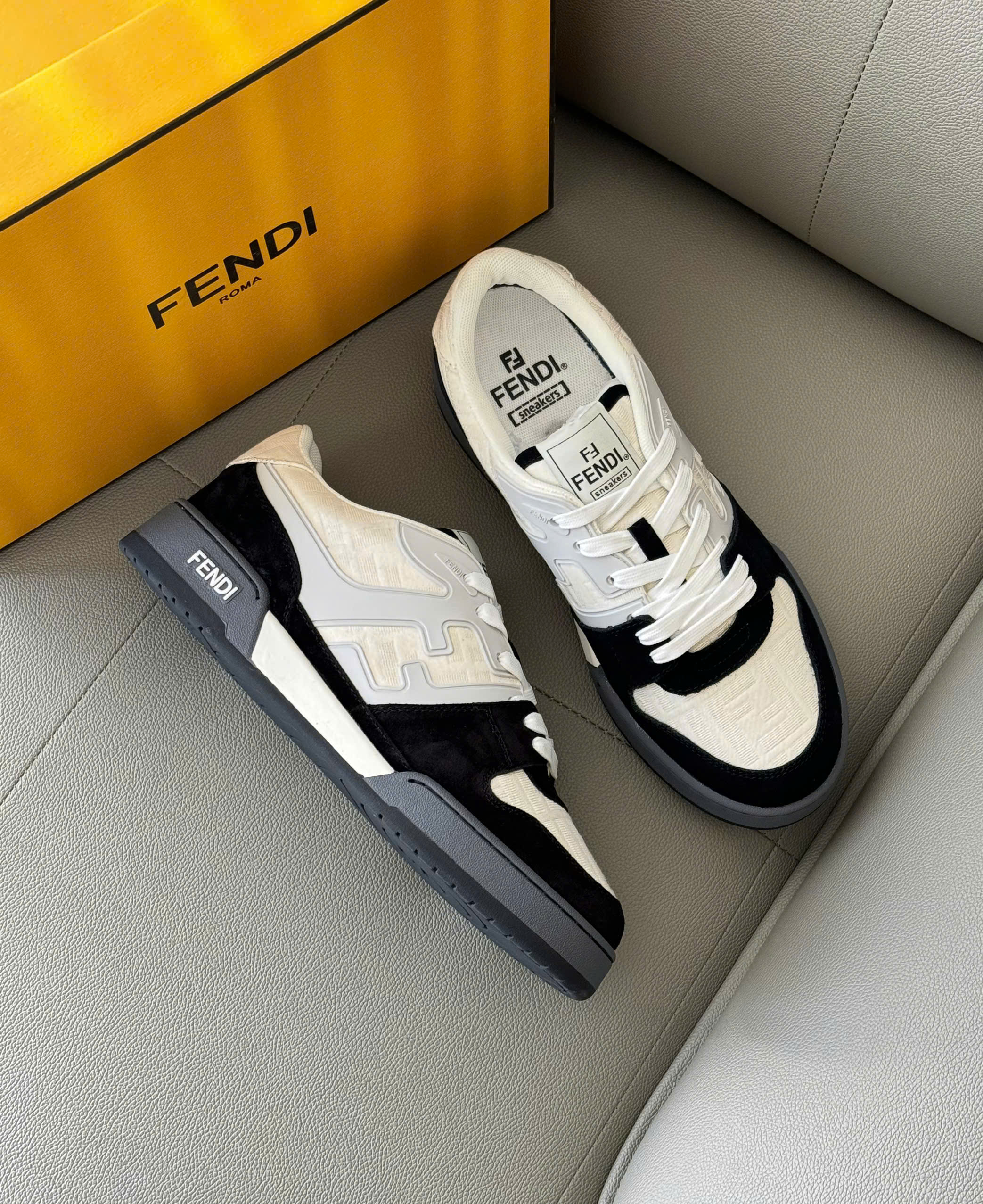 Giày sneaker Fendi Trắng phối viền Đen Ghi Like Auth 38-43 DDT