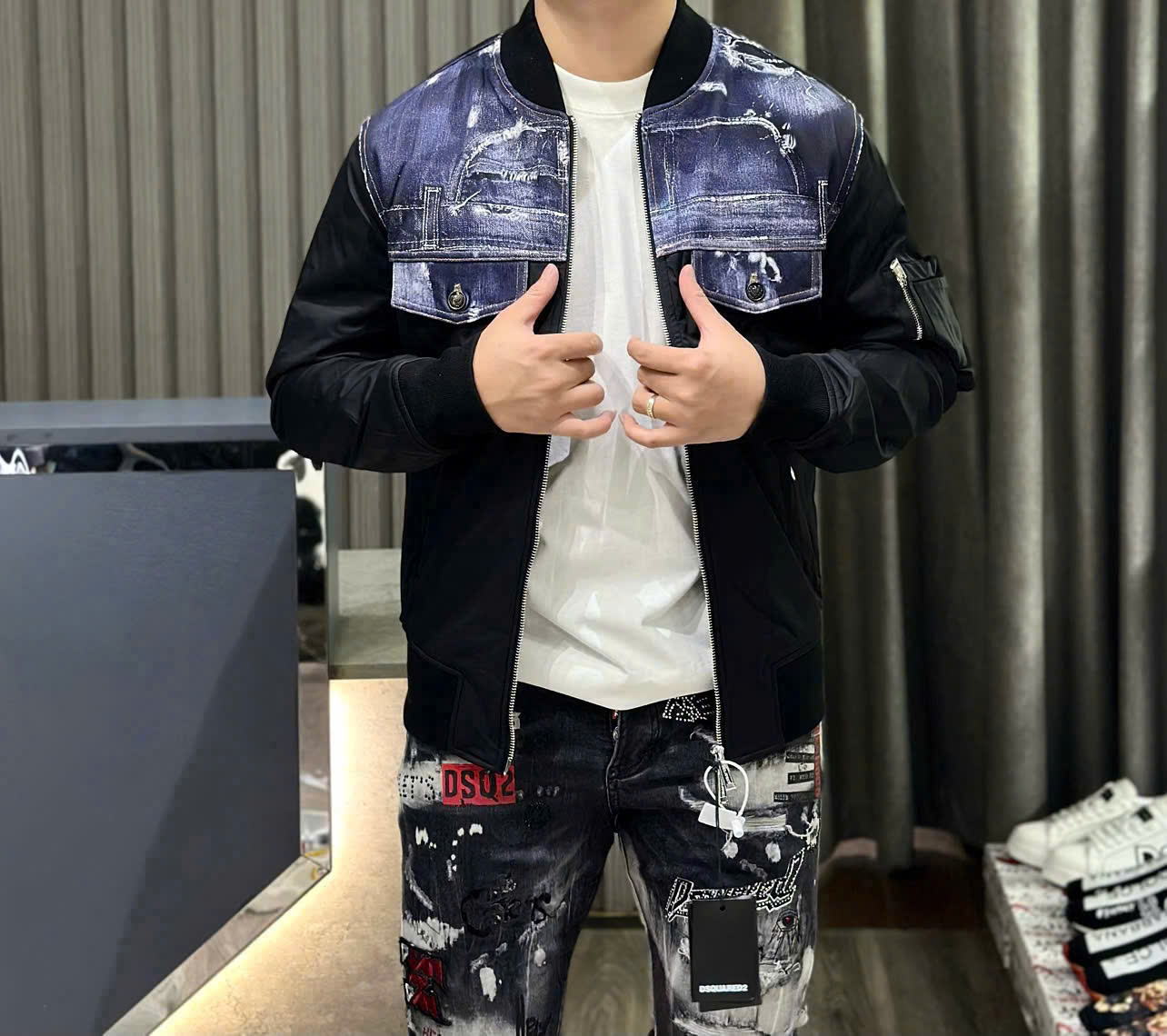 Áo khoác gió pha bò Dsquared2 DSQ new 2026 Like Auth 44-50 MK CD