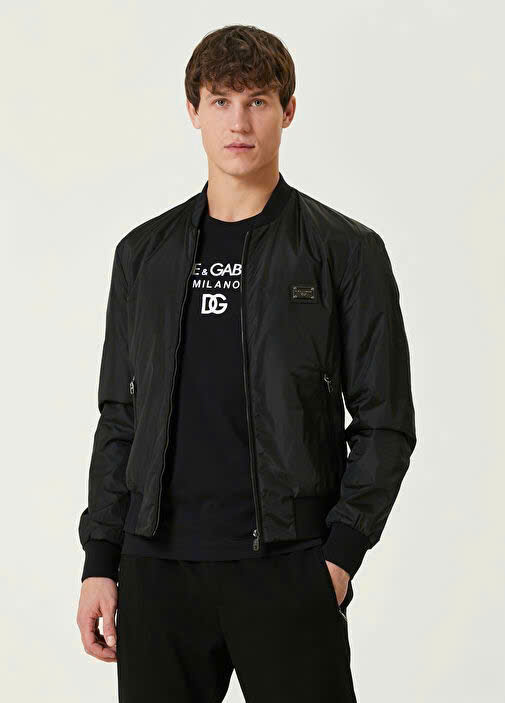 Áo khoác bomber Jacket Dolce Gabbana DG Đen trơn logo tag vuông ngực Like Auth 44-50 MK
