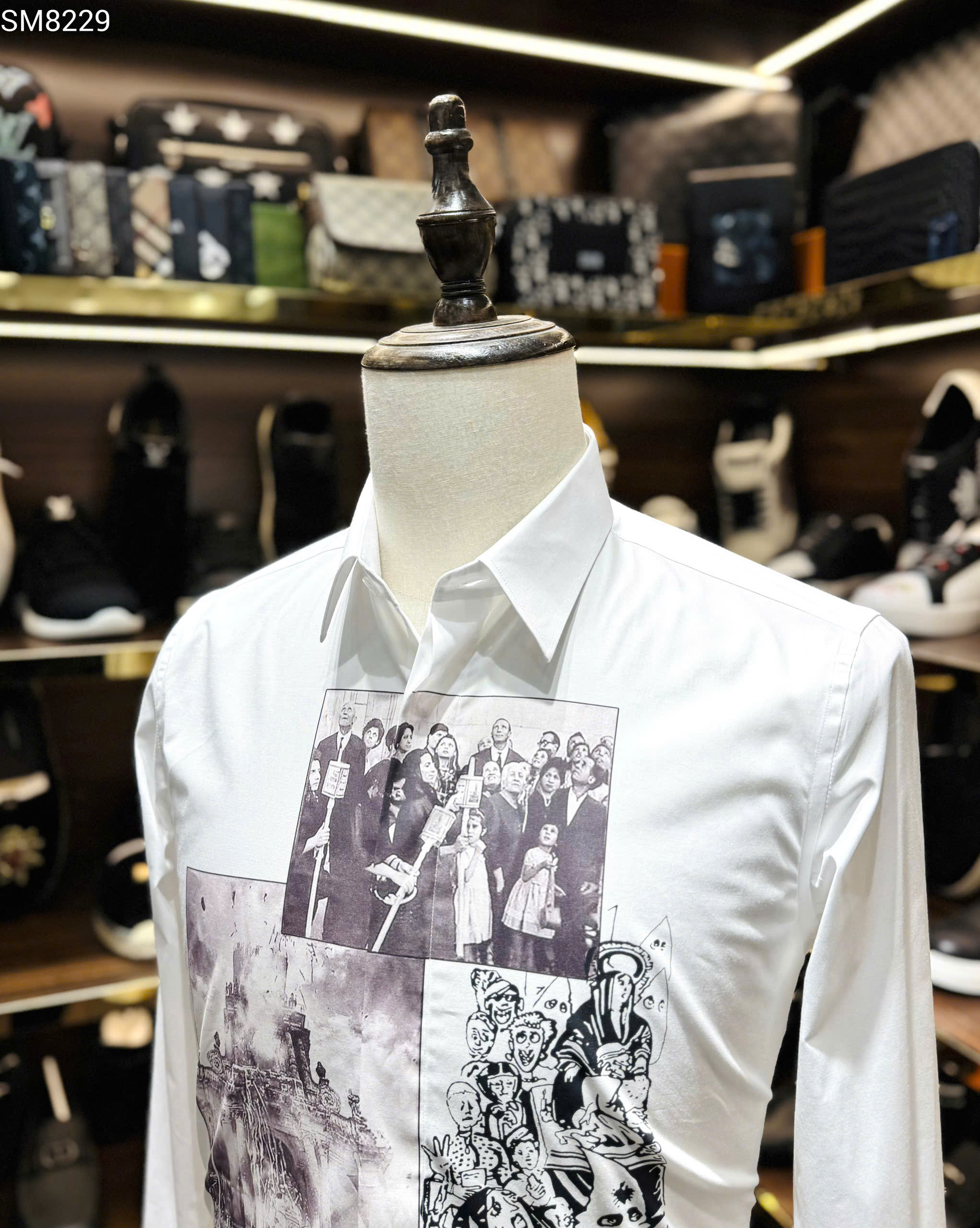 Áo sơ mi dài tay Dsquared2 DSQ2 Trắng họa tiết ngực Like Auth on web