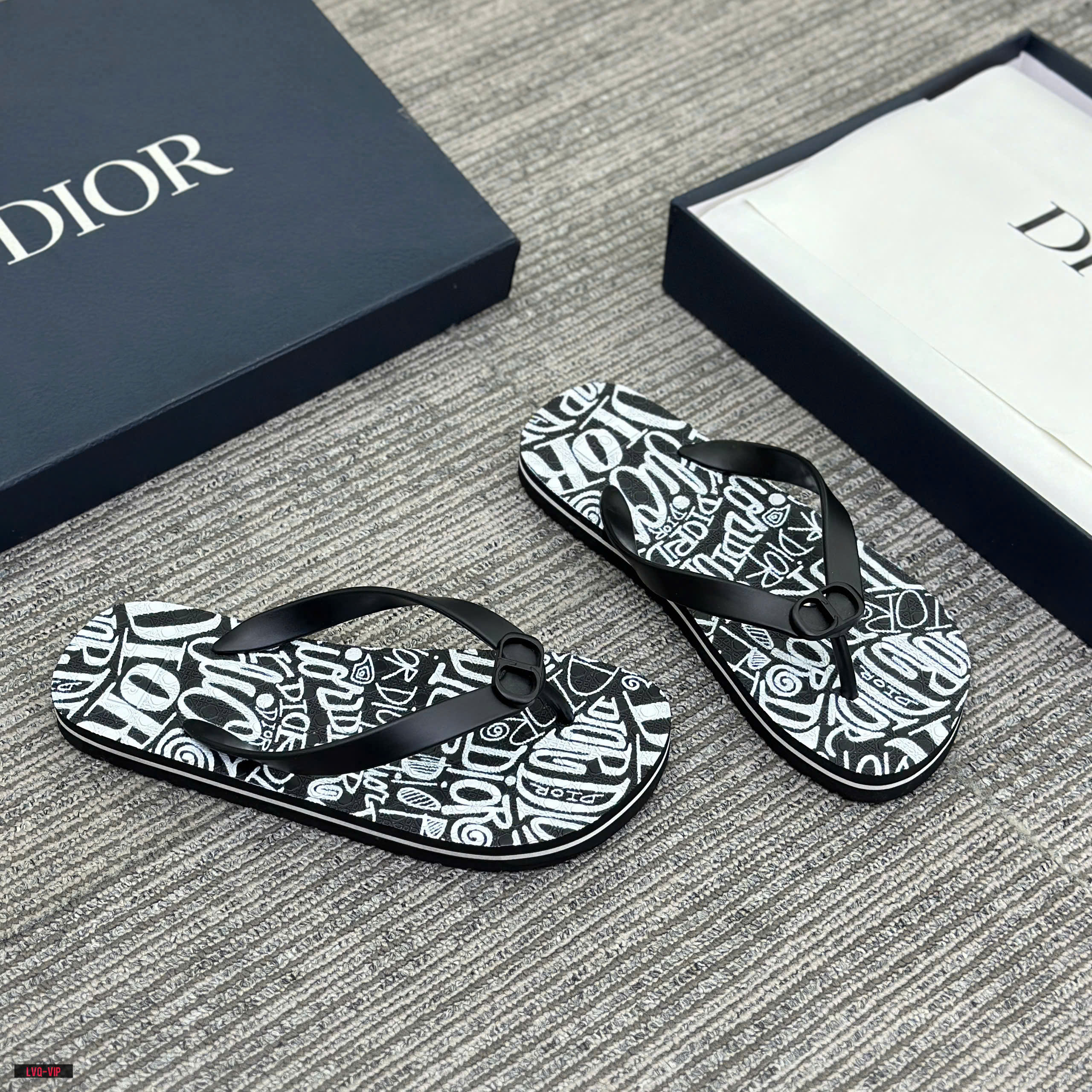 Dép kẹp xỏ ngón flip flop Dior CD họa tiết chữ ký full Like Auth 38-43 LVQ