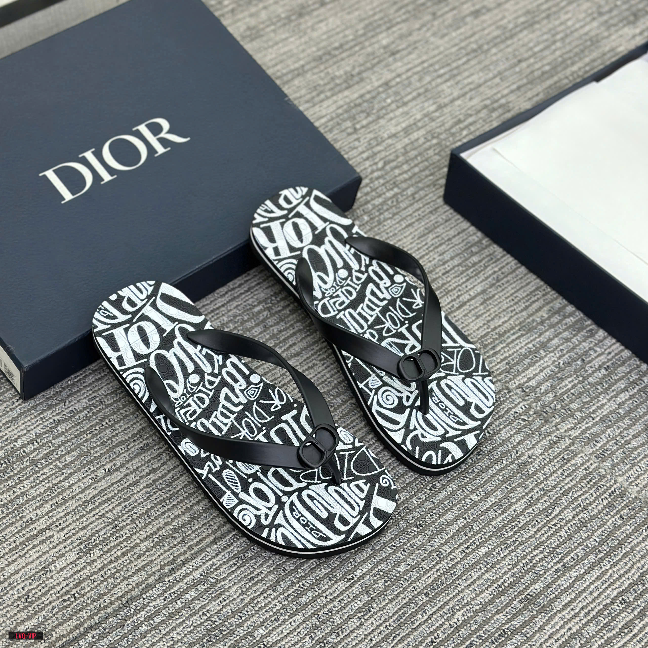 Dép kẹp xỏ ngón flip flop Dior CD họa tiết chữ ký full Like Auth 38-43 LVQ