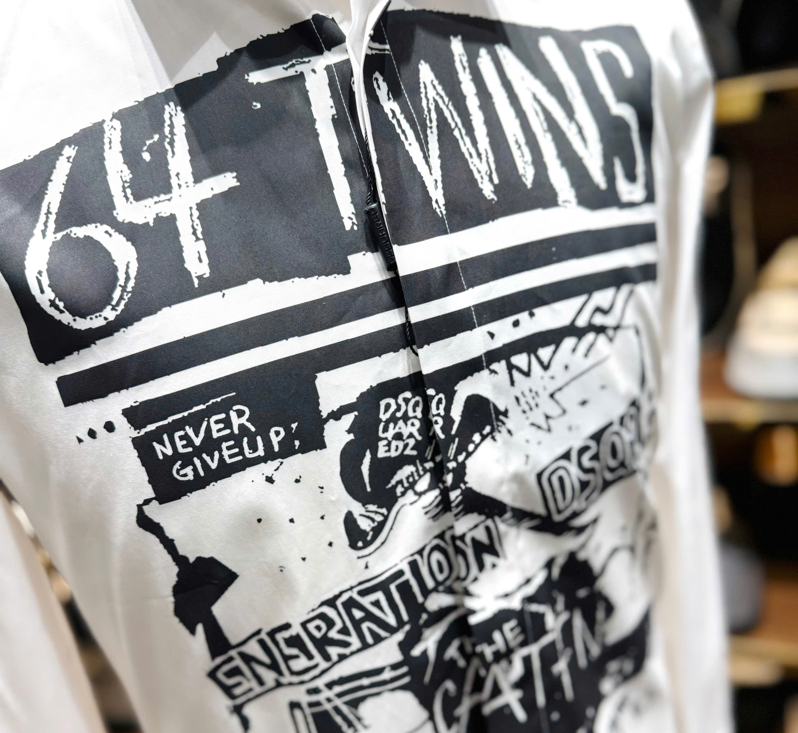 Áo sơ mi dài tay Dsquared2 DSQ2 Trắng họa tiết 64 Twins ngực Liike Auth on web MK