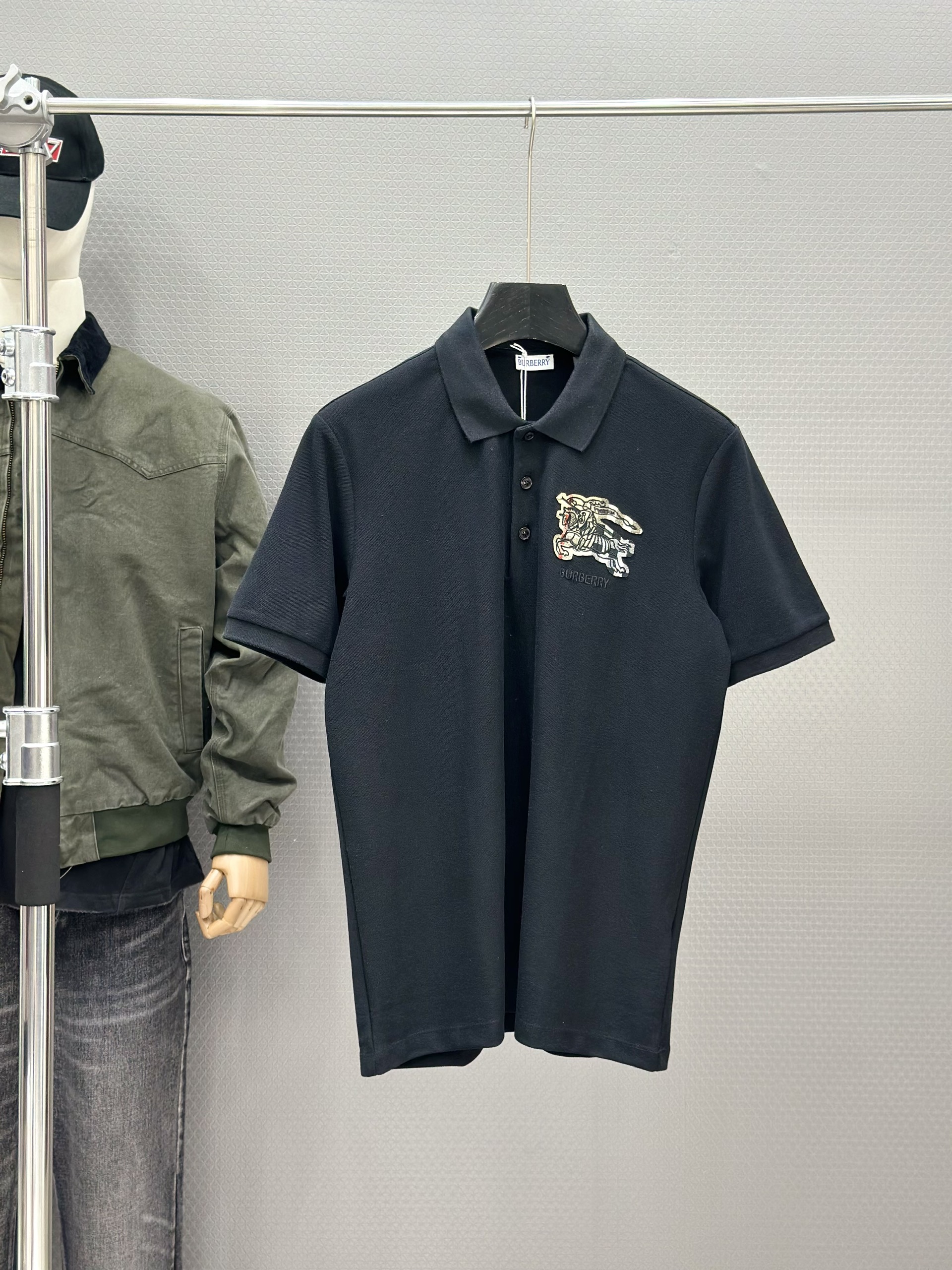 Áo polo Burberry BBR Trắng logo ngựa bay ngực Like Auth XS-L VTN\Đen