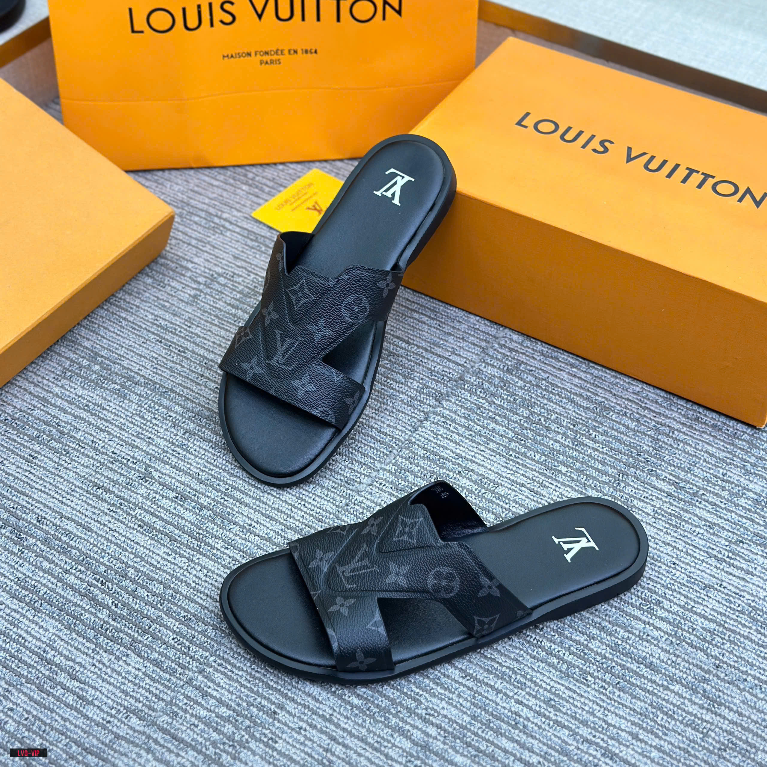 Dép quai chéo Louis Vuitton LV monogram Like Auth 38-43 LVQ