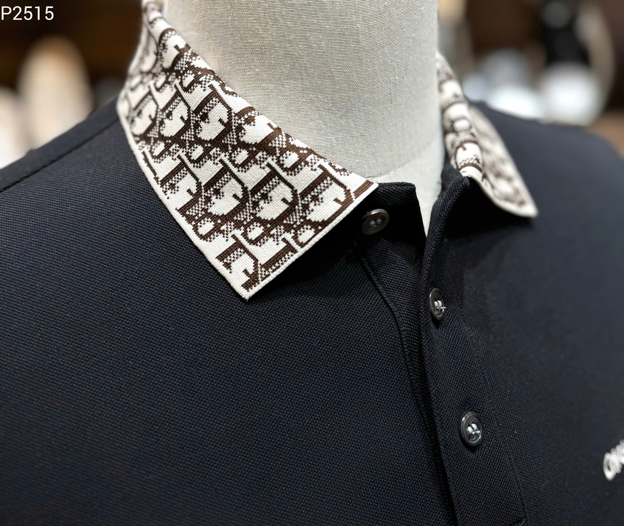 Áo polo Dior CD trơn phối họa tiết logo chữ cổ Like Auth 1-1 on web MK