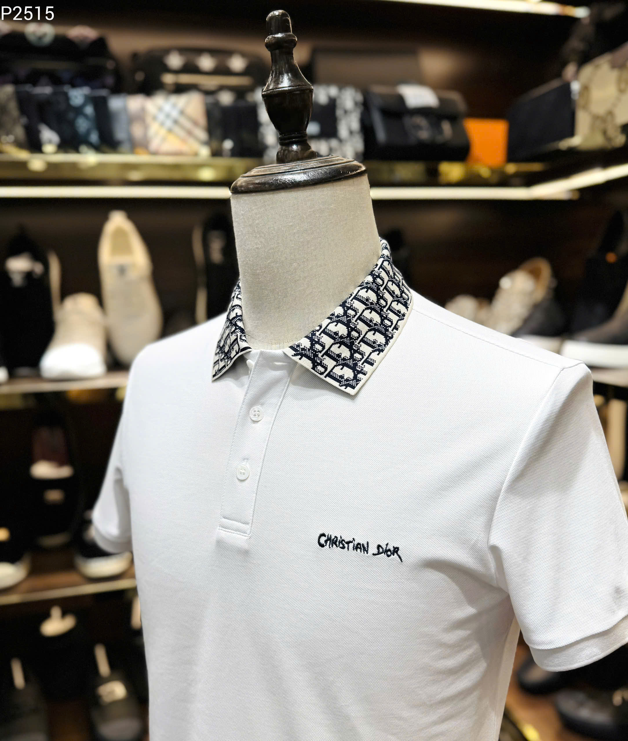 Áo polo Dior CD trơn phối họa tiết logo chữ cổ Like Auth 1-1 on web MK