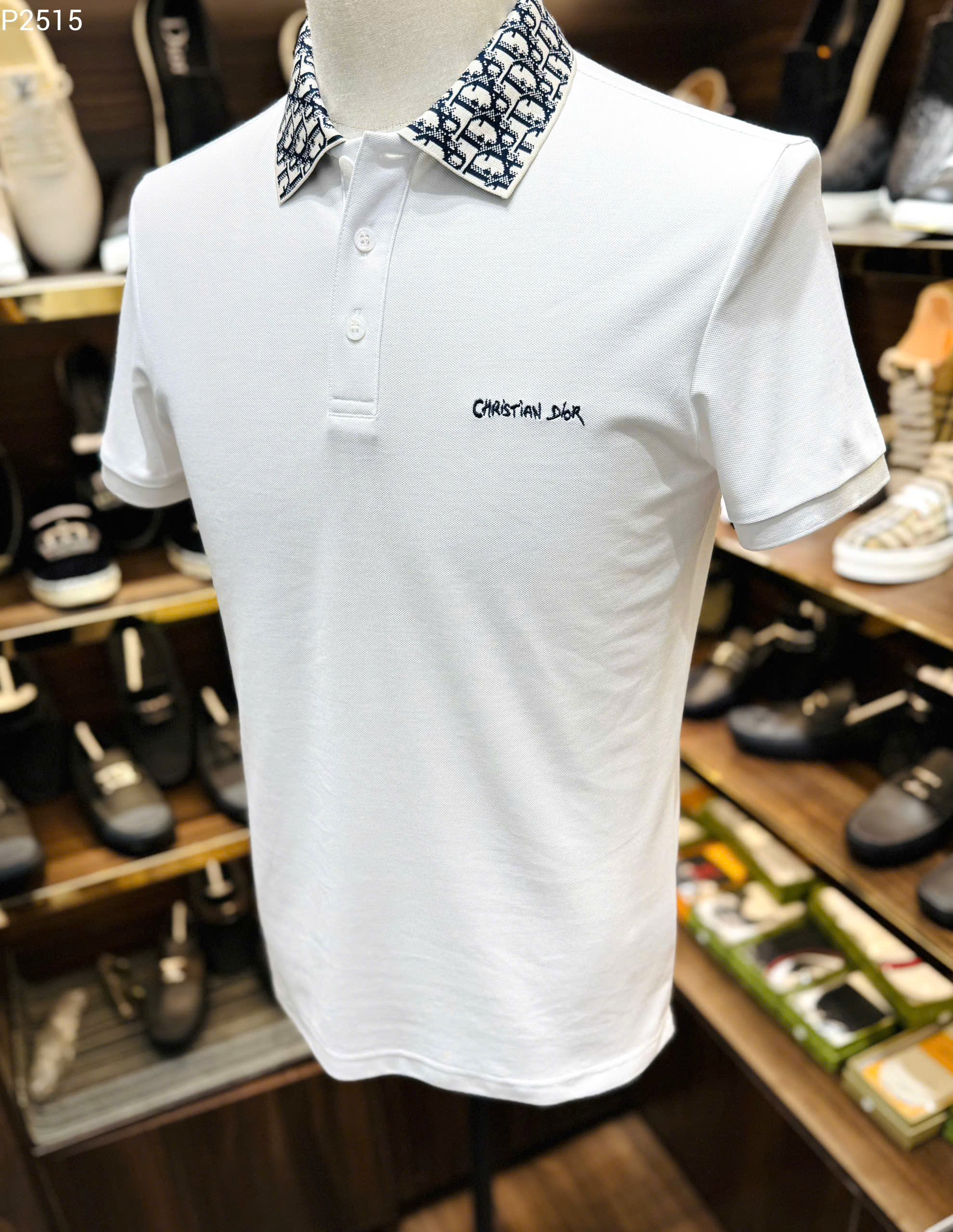 Áo polo Dior CD trơn phối họa tiết logo chữ cổ Like Auth 1-1 on web MK
