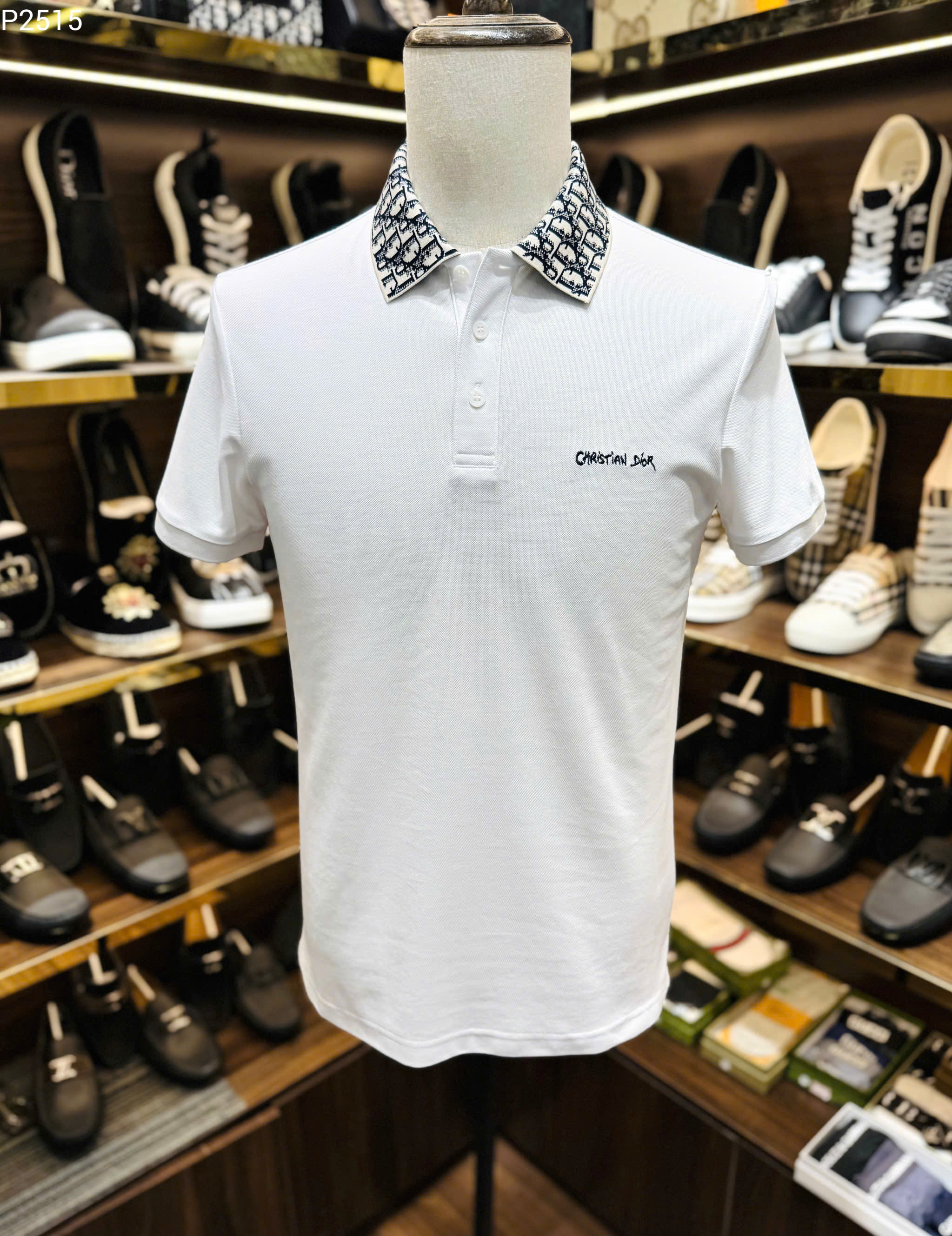 Áo polo Dior CD trơn phối họa tiết logo chữ cổ Like Auth 1-1 on web MK