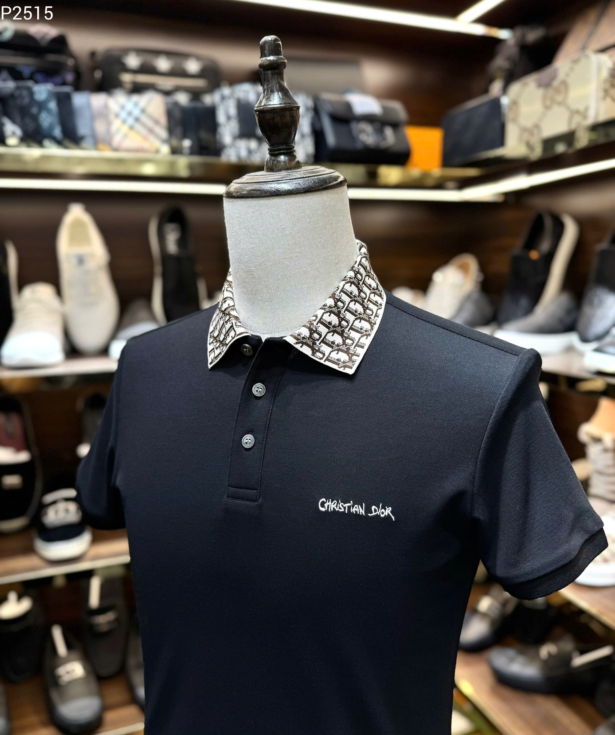 Áo polo Dior CD trơn phối họa tiết logo chữ cổ Like Auth 1-1 on web MK