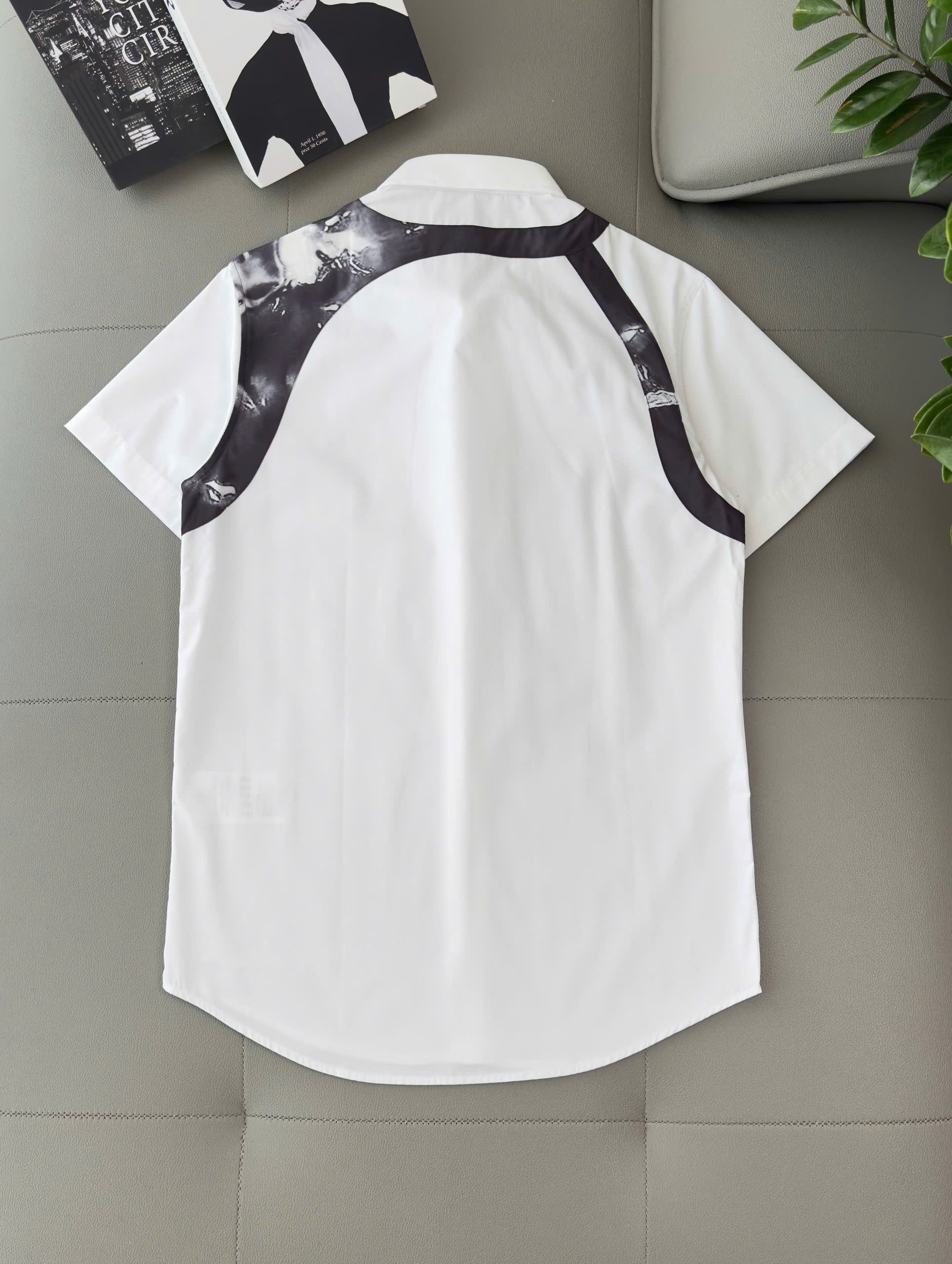 Áo sơ mi cộc tay Mcqueen MCQ Trắng phối viền nách Like  Auth 38-41 DDT