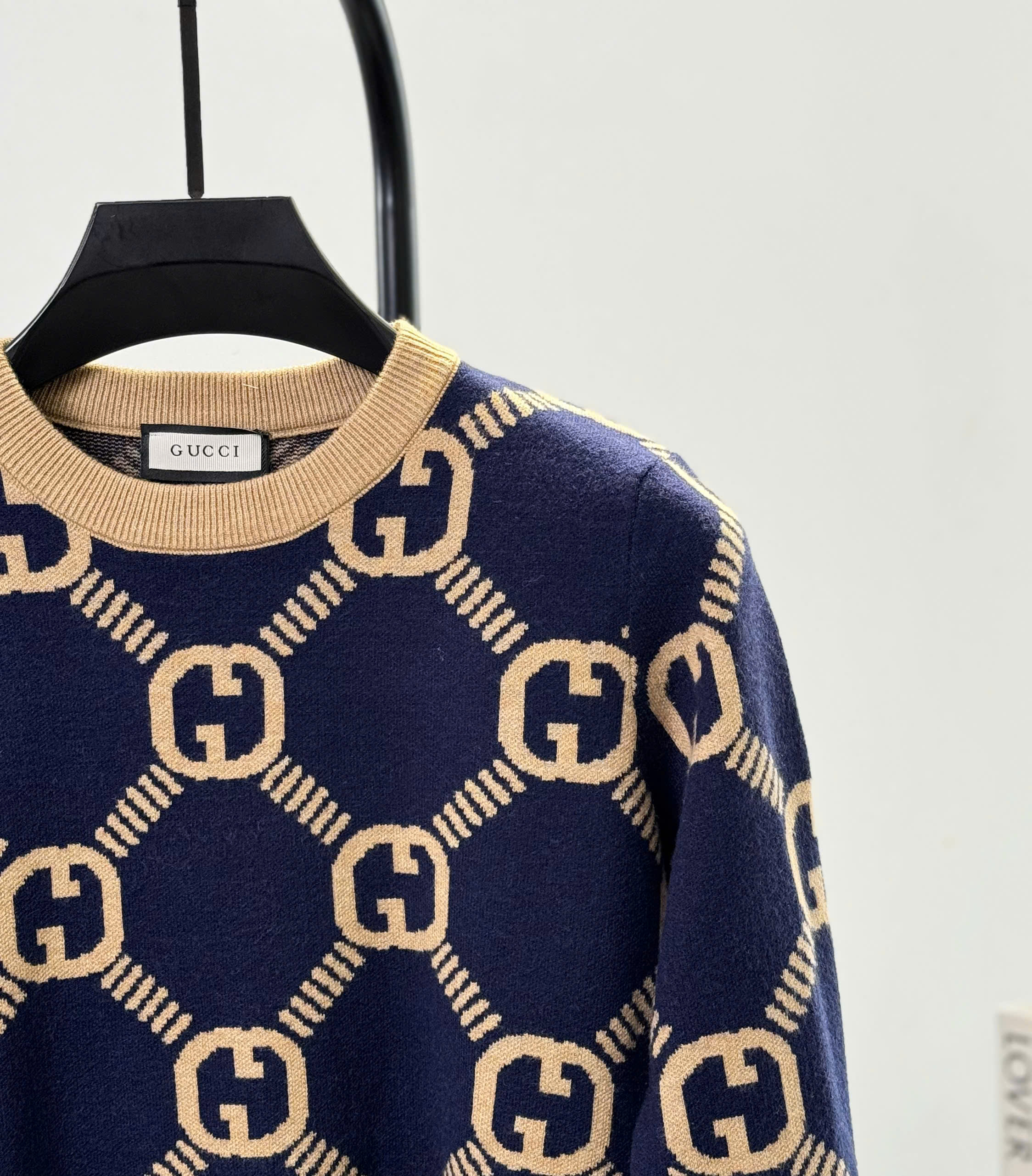 Áo sweater len Gucci GC monogram Xanh than Like Auth M-XXL DDT