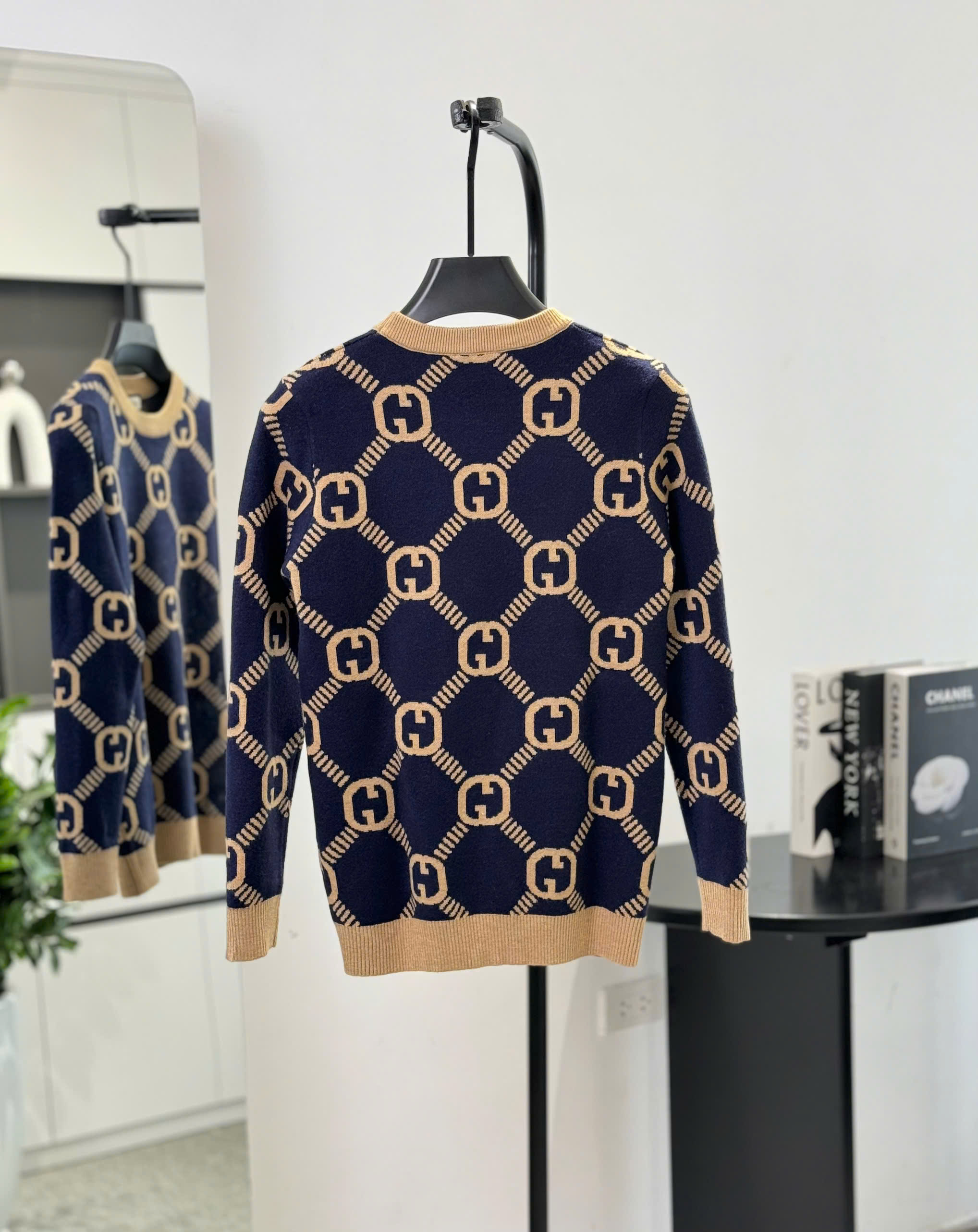 Áo sweater len Gucci GC monogram Xanh than Like Auth M-XXL DDT