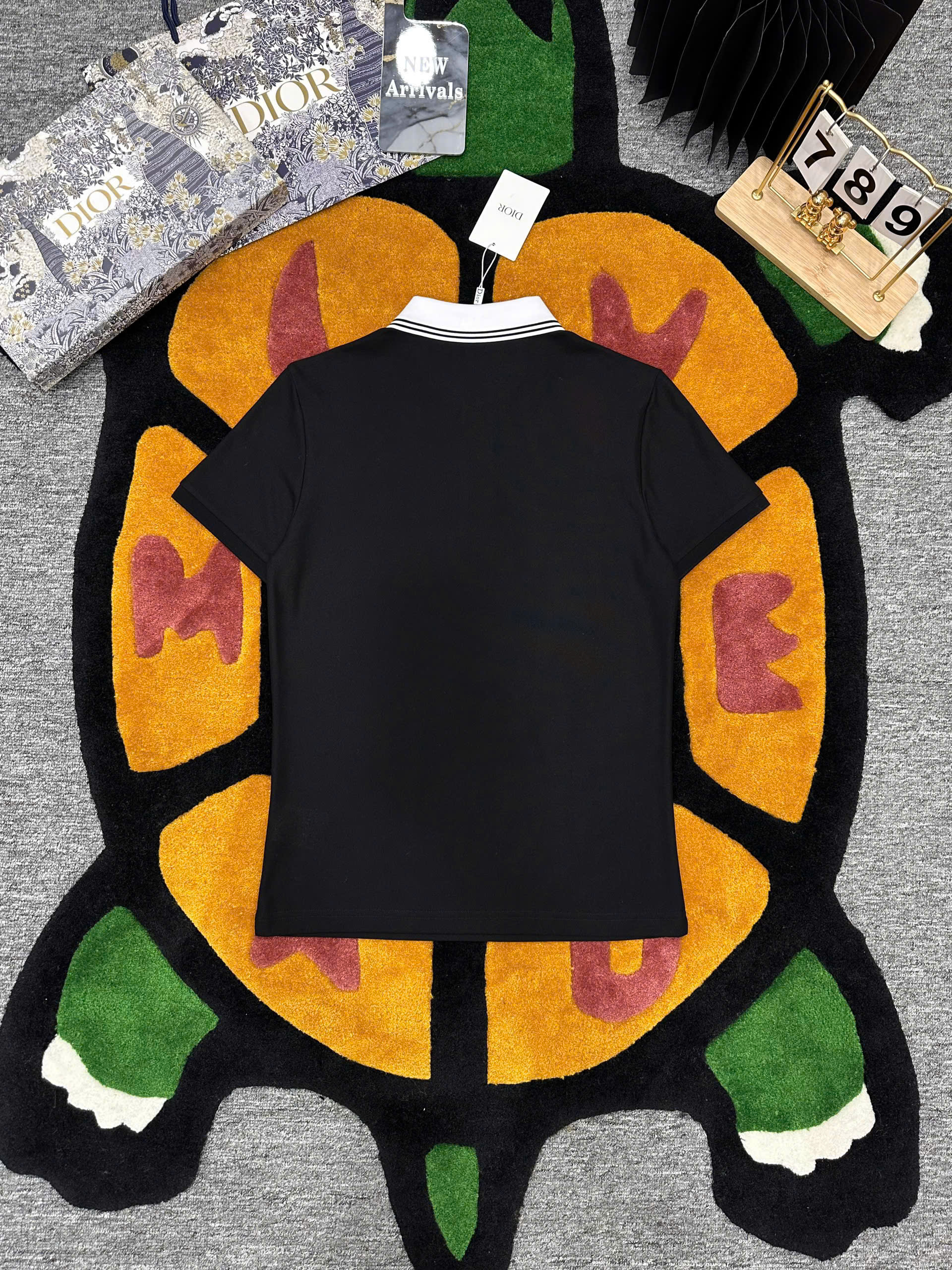 Áo polo Dior CD logo tag chữ thêu ngực phối cổ kẻ sọc sọc khuy Like Auth 1-1 on web MK