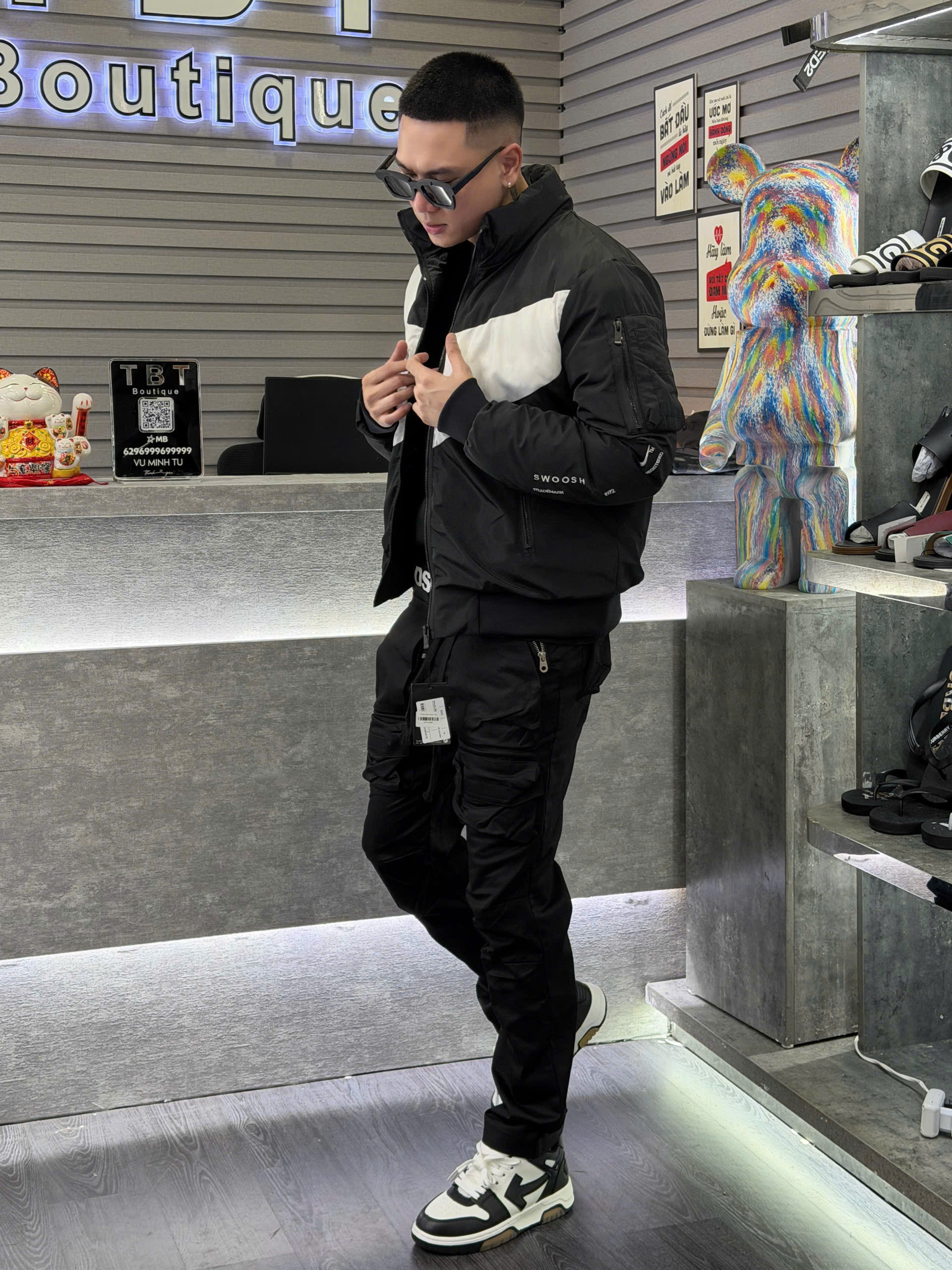 Áo khoác phao Nike Đen móc Trắng cổ cao Like Auth S-XL MK