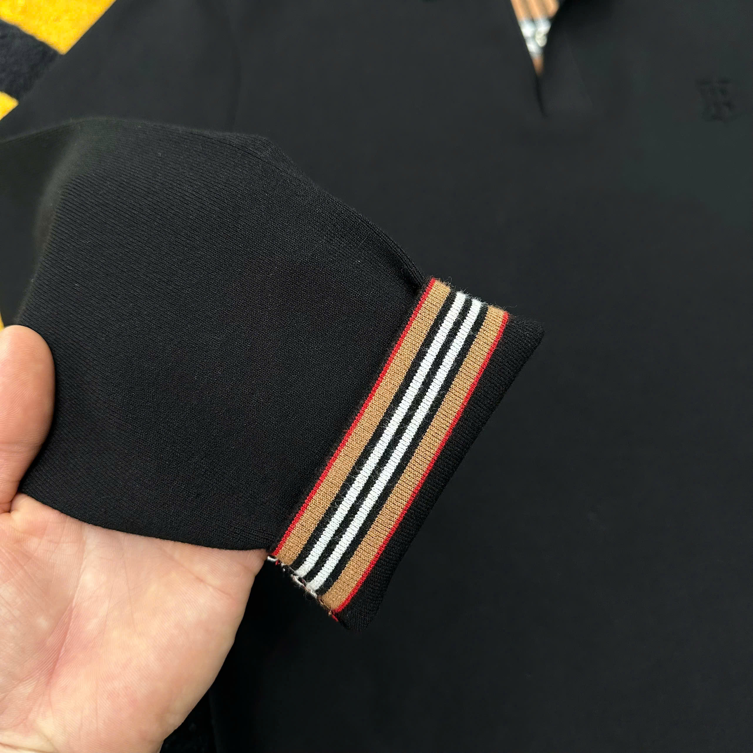 Áo polo dài tay Burberry BBR check khuy cổ logo thêu ngực TB Like Auth 48-54 MK